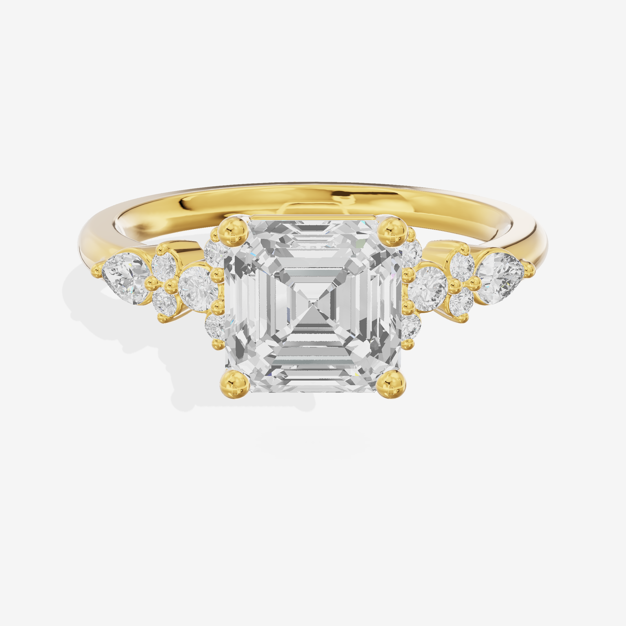 Tender Adorae Asscher Engagement Ring with Side Stones (1/5 ct. tw.) in 14K Yellow Gold