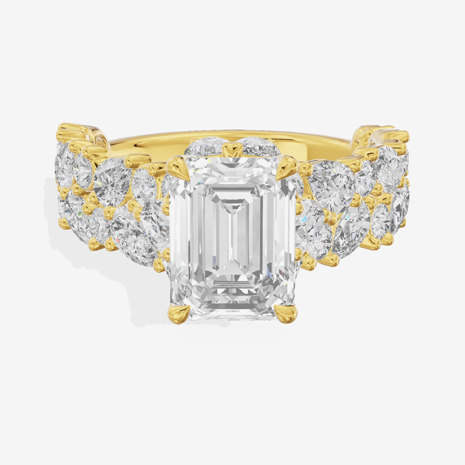Grand Janevra Emerald Engagement Ring with Side Stones (3/4 ct. tw.) in 14K Yellow Gold