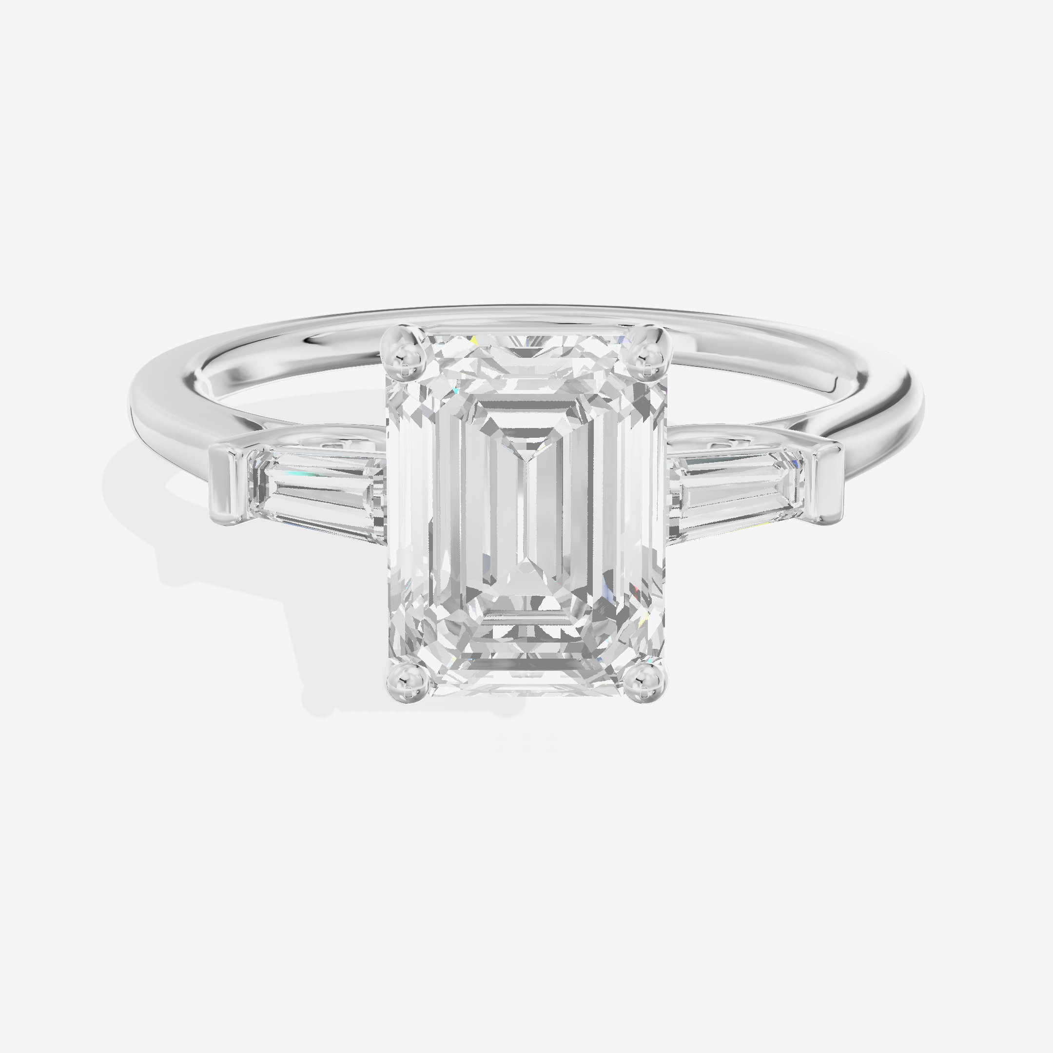 Petite Halcyon Emerald Engagement Ring with Side Stones (1/6 ct. tw.) in Platinum