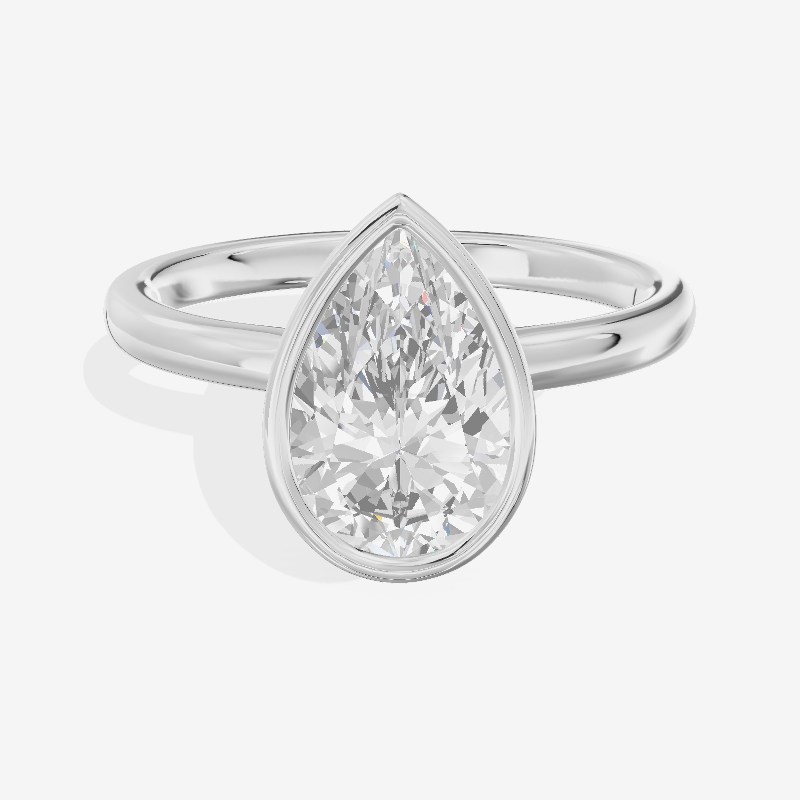 Trellise Bezel 2mm Pear Solitaire Engagement Ring in 18K White Gold