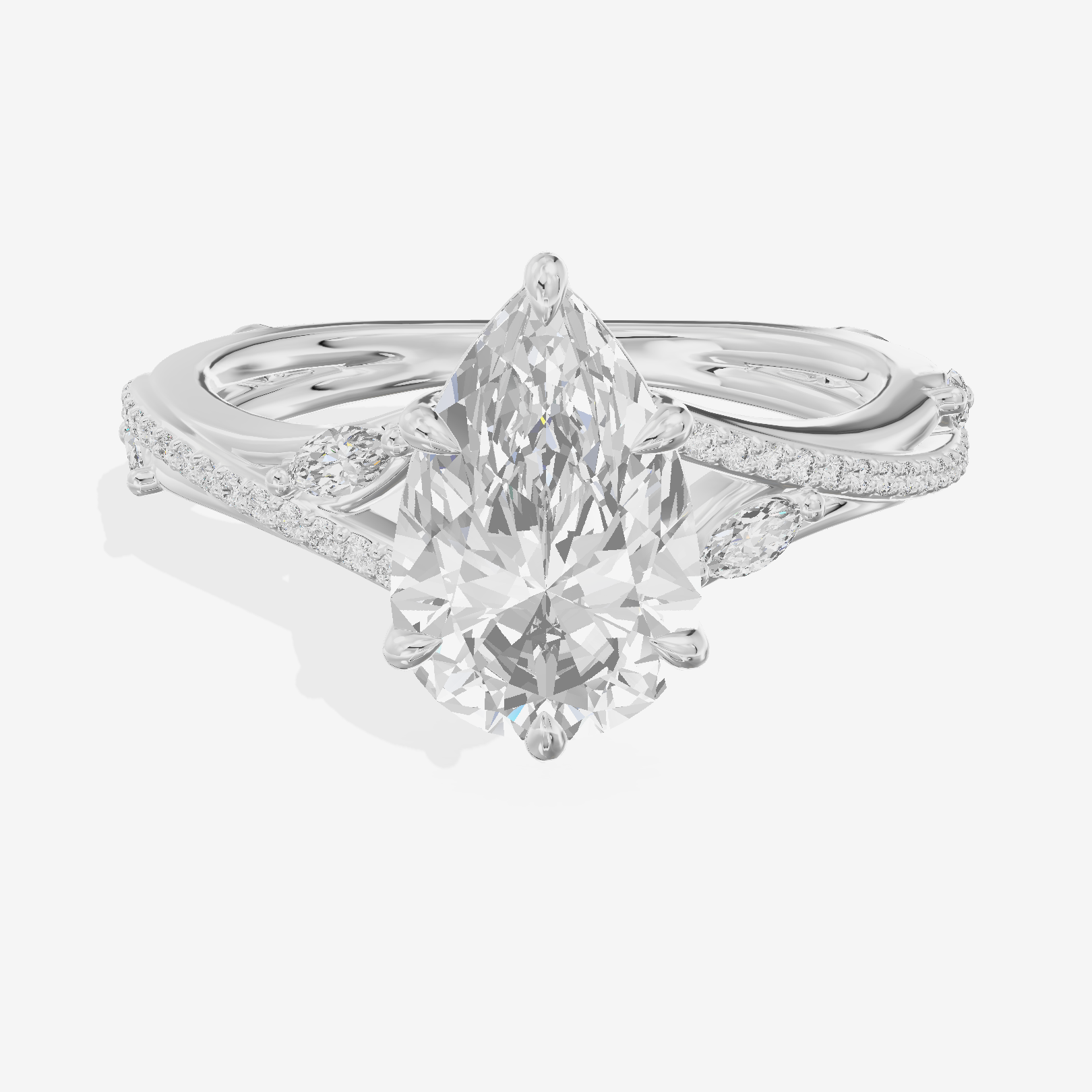 Twined Adorae Pear Twisted Engagement Ring (1/4 ct. tw.) in Platinum