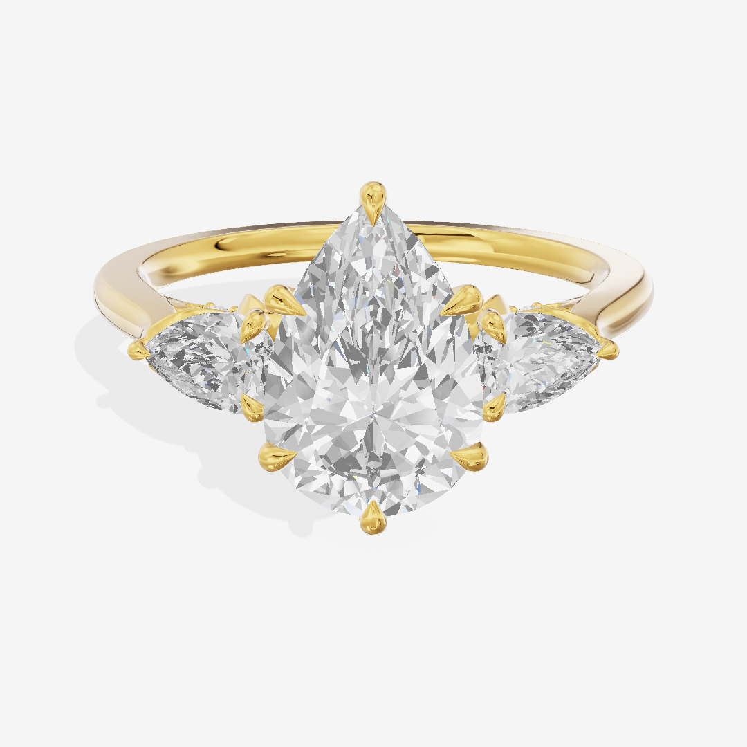 Modern Sincere Three Stone Pear Engagement Ring (1/2 ct. tw.) in 14K Yellow Gold