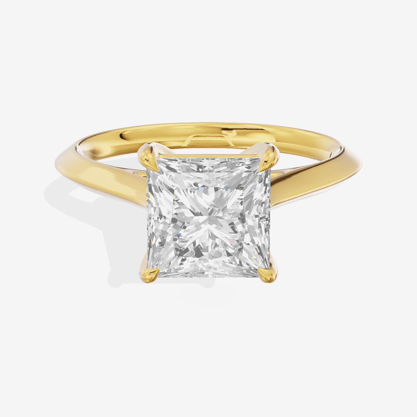 Belovae Solitaire 2mm Princess Engagement Ring in 18K Yellow Gold