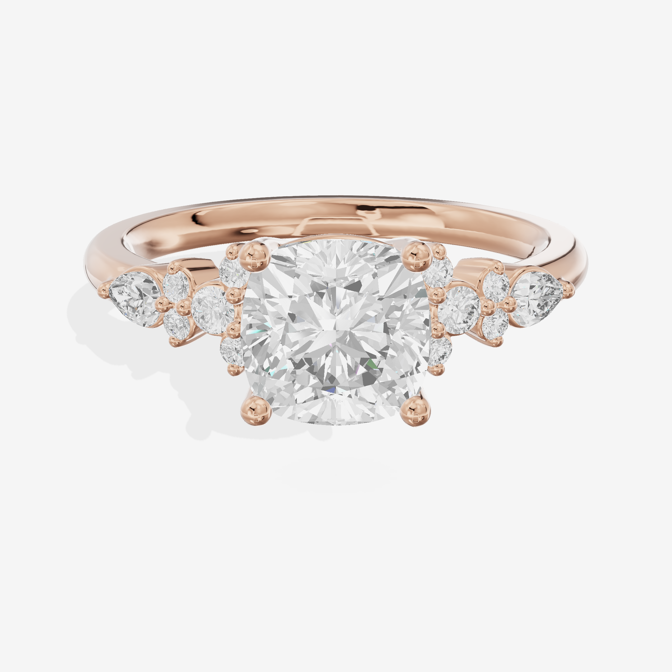 Tender Adorae Cushion Engagement Ring with Side Stones (1/5 ct. tw.) in 18K Rose Gold