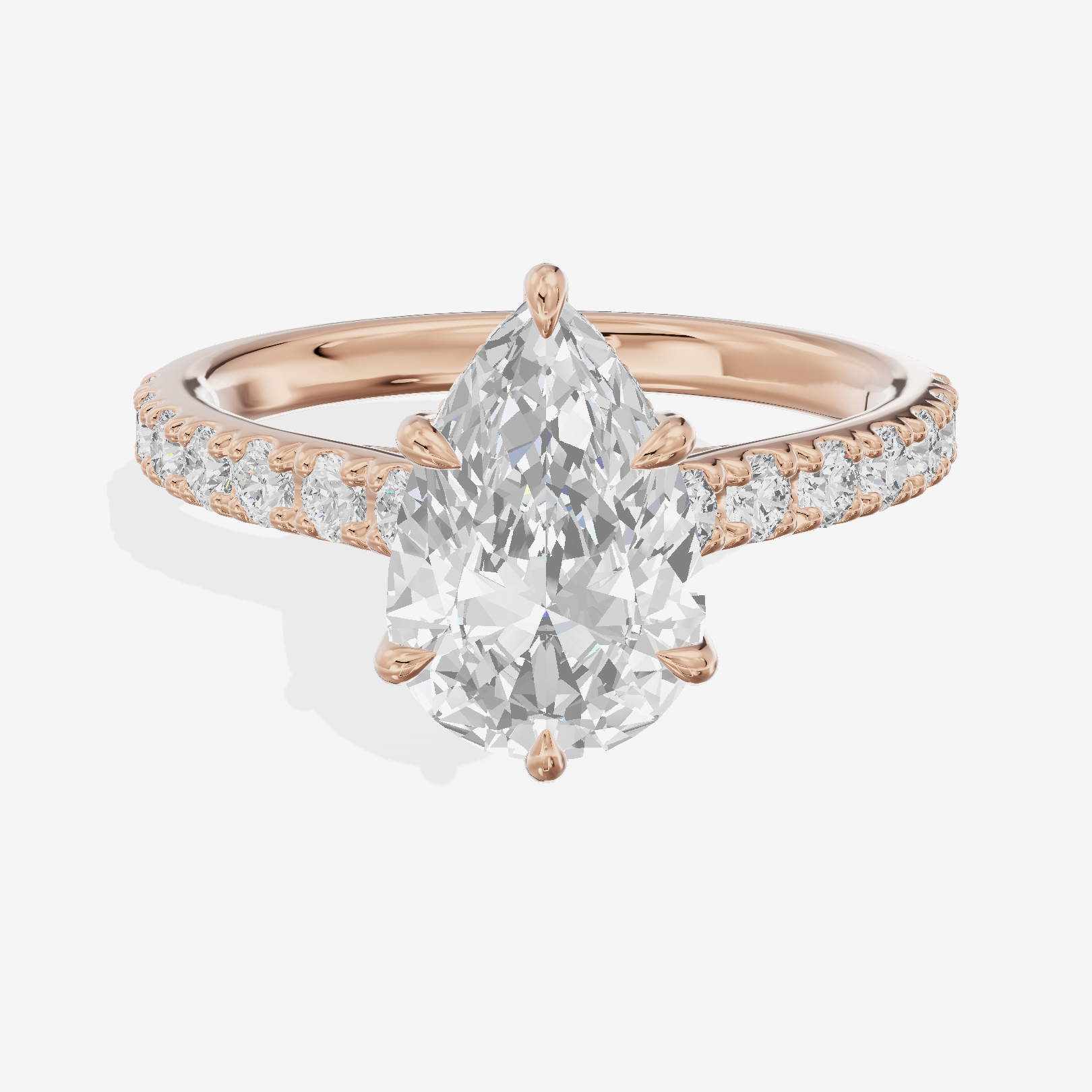 Grand Trueheart Pear Engagement Ring with Side Stones (1/2 ct. tw.) in 14K Rose Gold