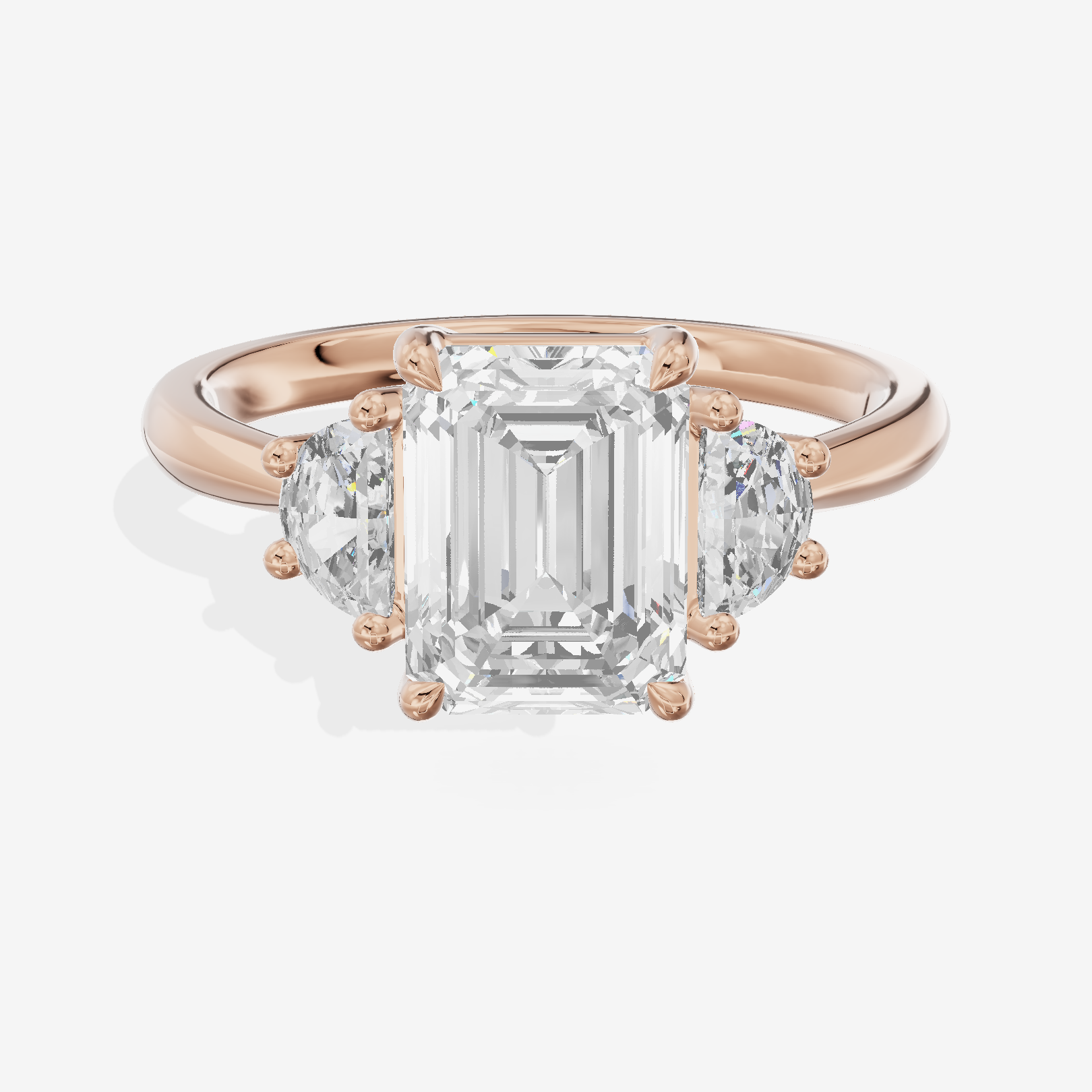 Classic Liviana Emerald Three Stone Engagement Ring (1/4 ct. tw.) in 14K Rose Gold