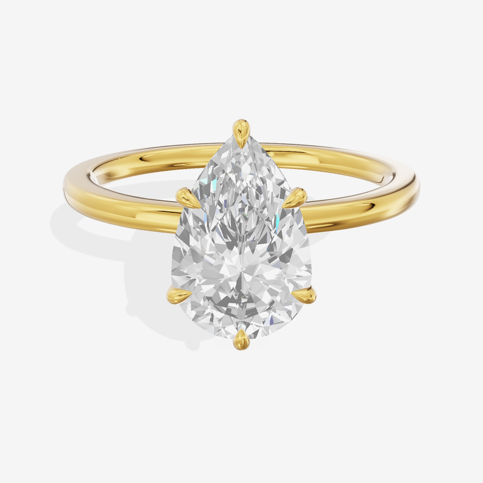 Sincere Halo Pear Engagement Ring (1/15 ct. tw.) in 14K Yellow Gold
