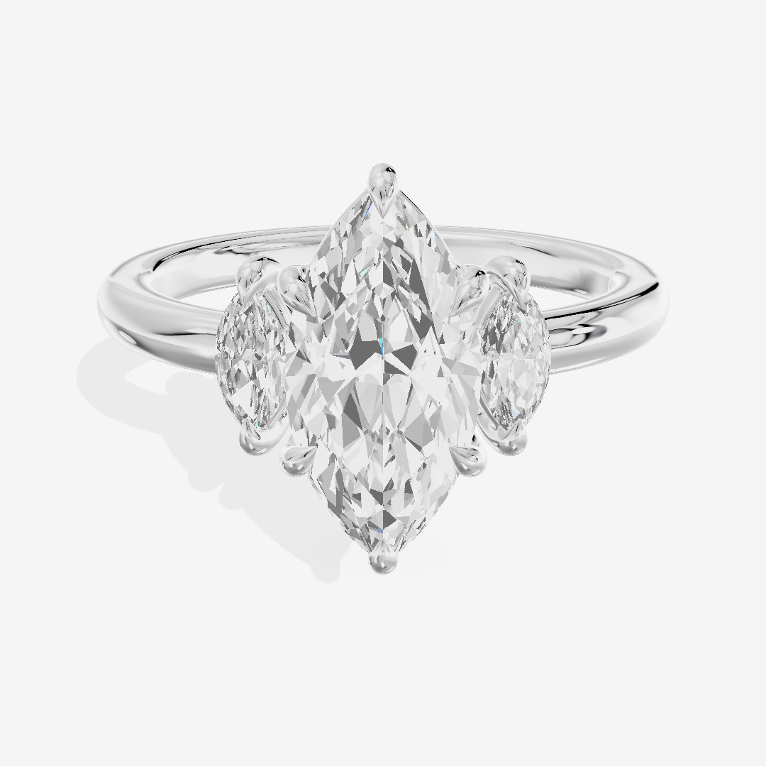 Selenia Three Stone Marquise Engagement Ring (1/2 ct. tw.) in 14K White Gold