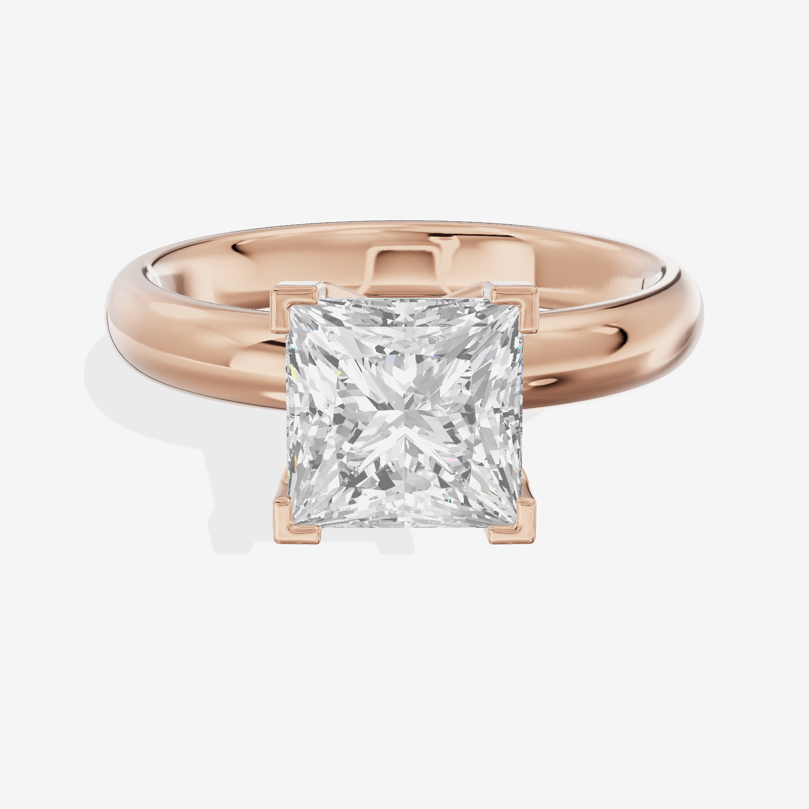 Sincere Trellis 3mm Princess Comfort Fit Engagement Ring in 18K Rose Gold