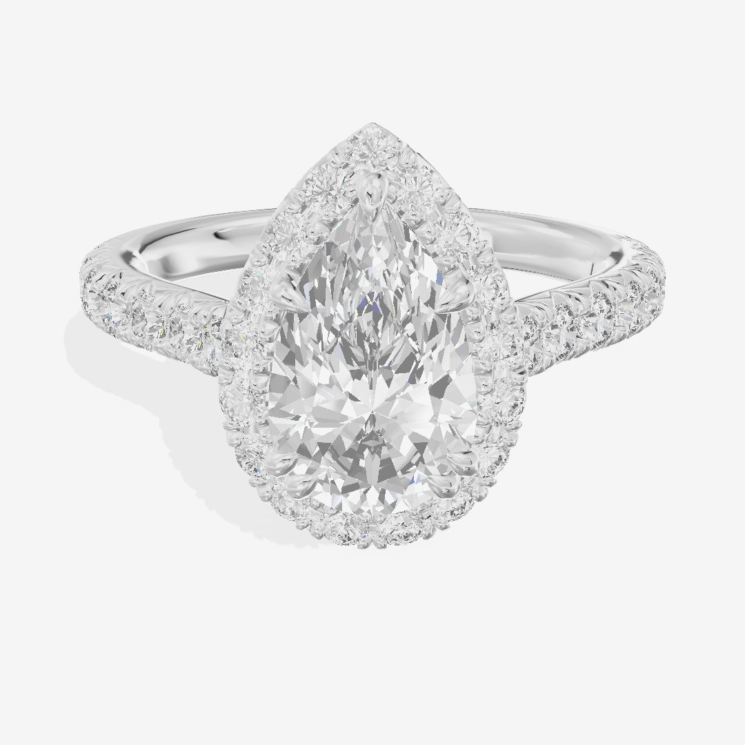 Luxe Liviana Pear Halo Engagement Ring (2/3 ct. tw.) in Platinum