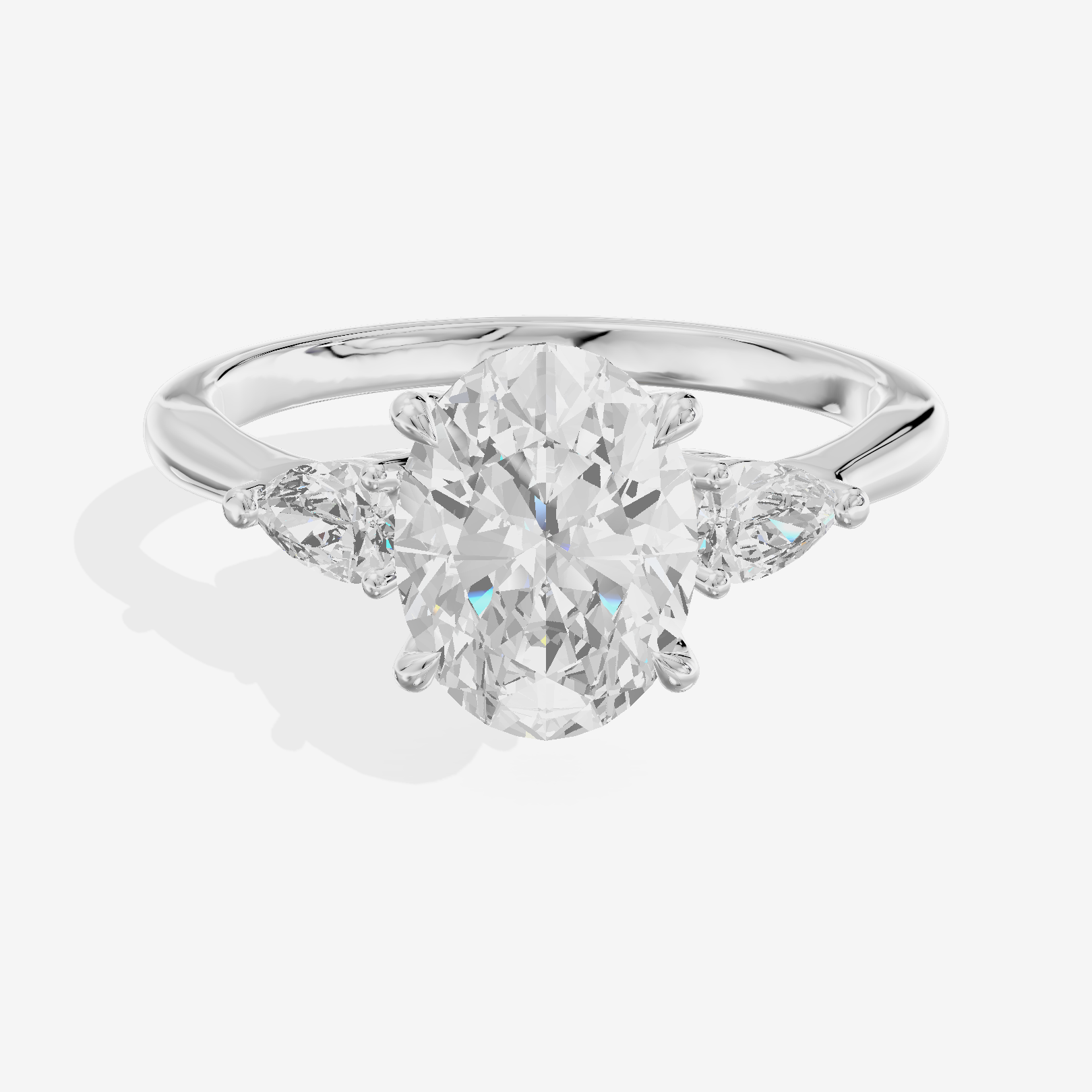 Petite Aimora Three Stone Oval Engagement Ring (1/4 ct. tw.) in 18K White Gold