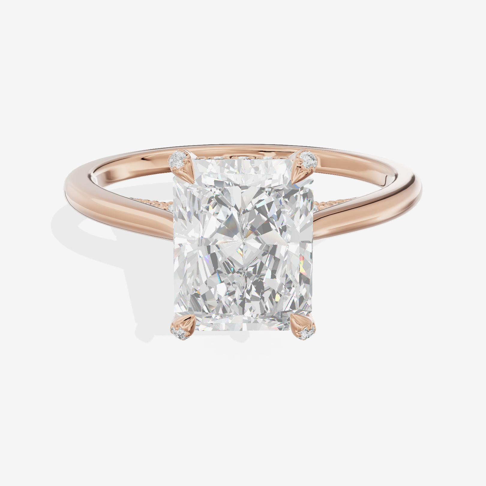 Grand Vowsae Radiant Engagement Ring with Side Stones (1/5 ct. tw.) in 14K Rose Gold