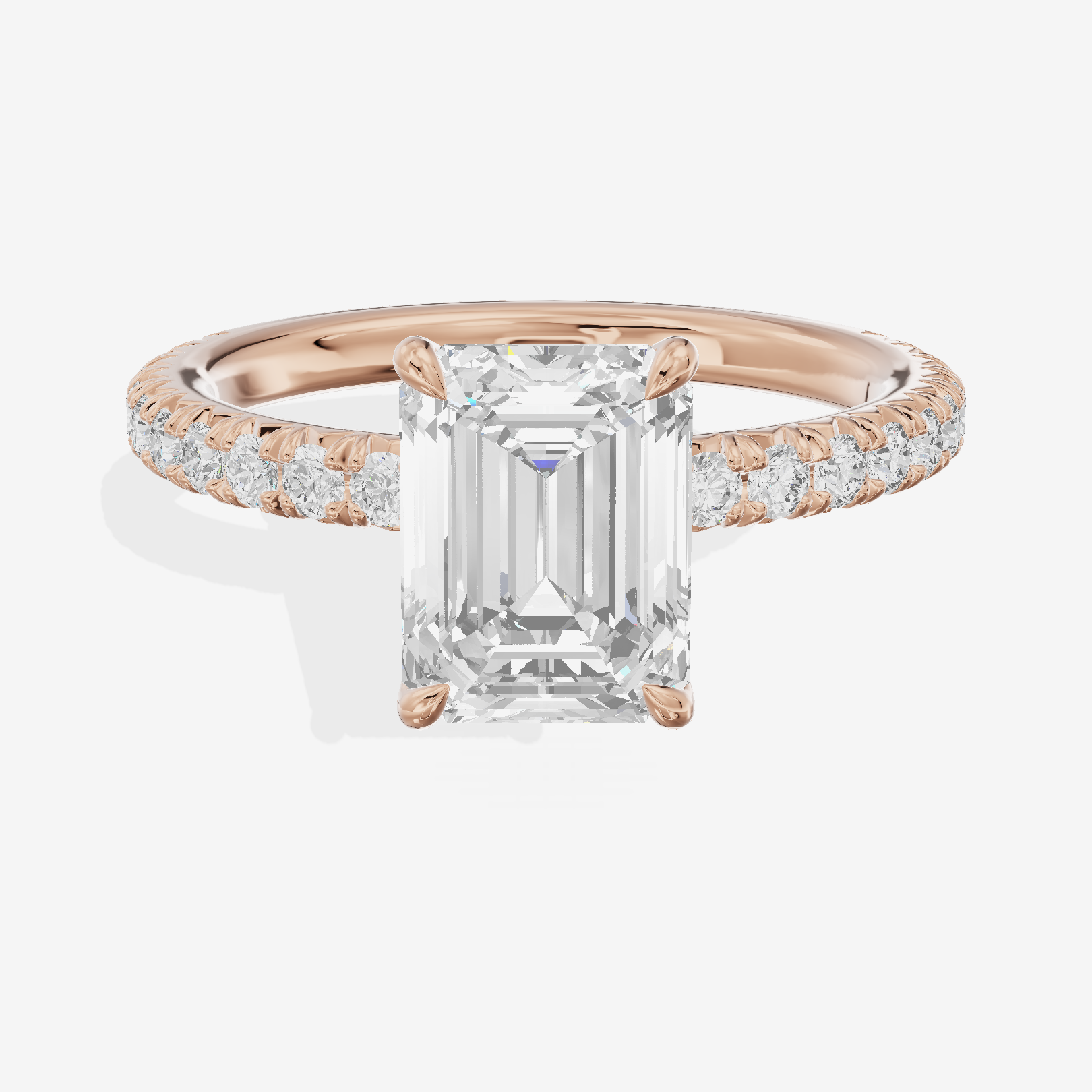 Twined Maia Emerald Engagement Ring with Side Stones (1/2 ct. tw.) in 14K Rose Gold