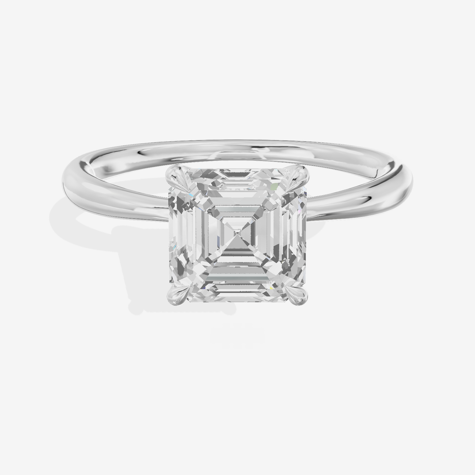 Whispered Aimora Asscher Solitaire Engagement Ring in 18K White Gold
