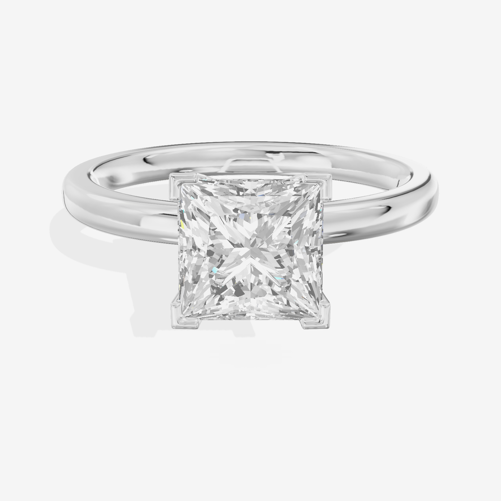 Sincere 2mm Princess Solitaire Engagement Ring in 18K White Gold
