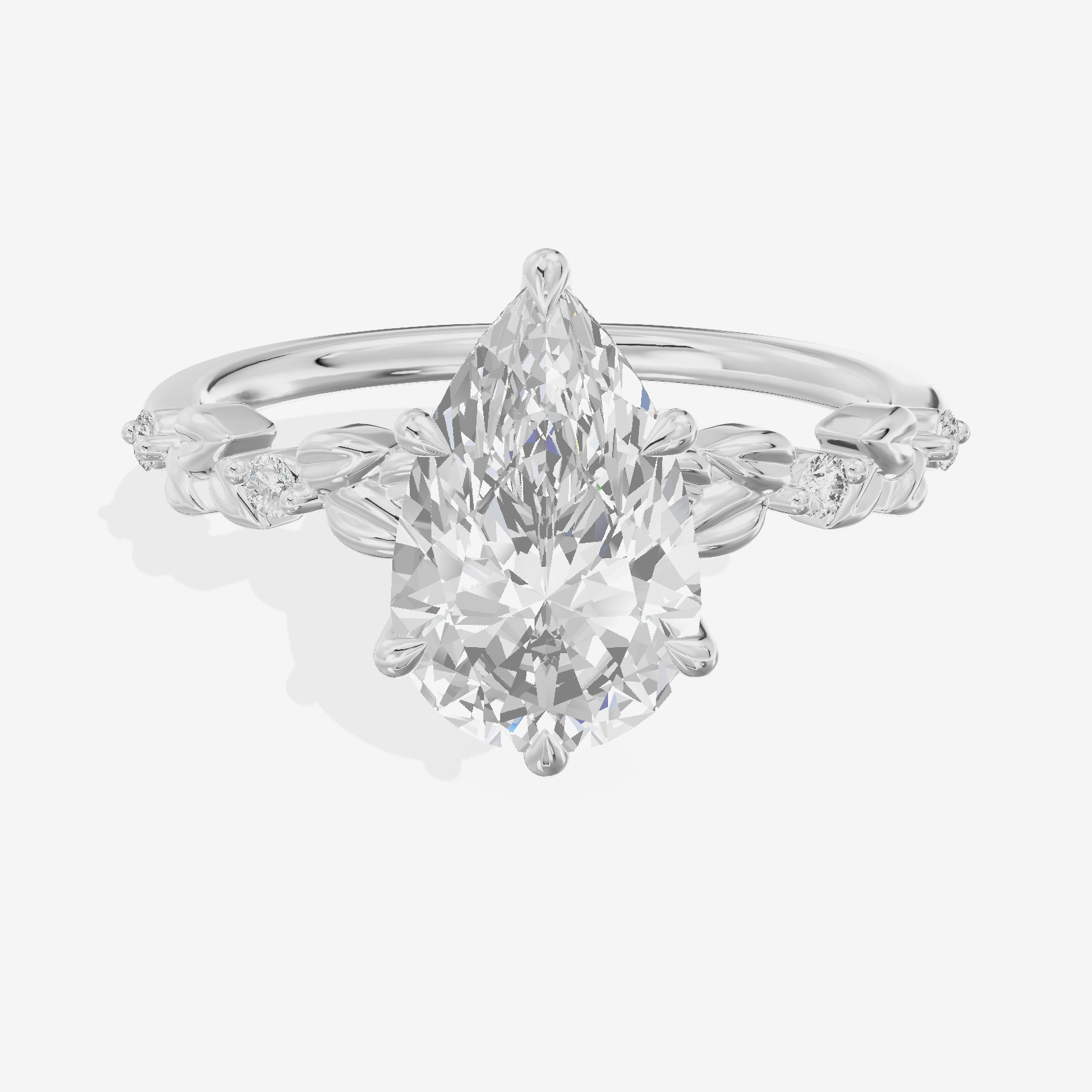 Modern Cherubine Pear Engagement Ring with Side Stones (1/4 ct. tw.) in 18K White Gold