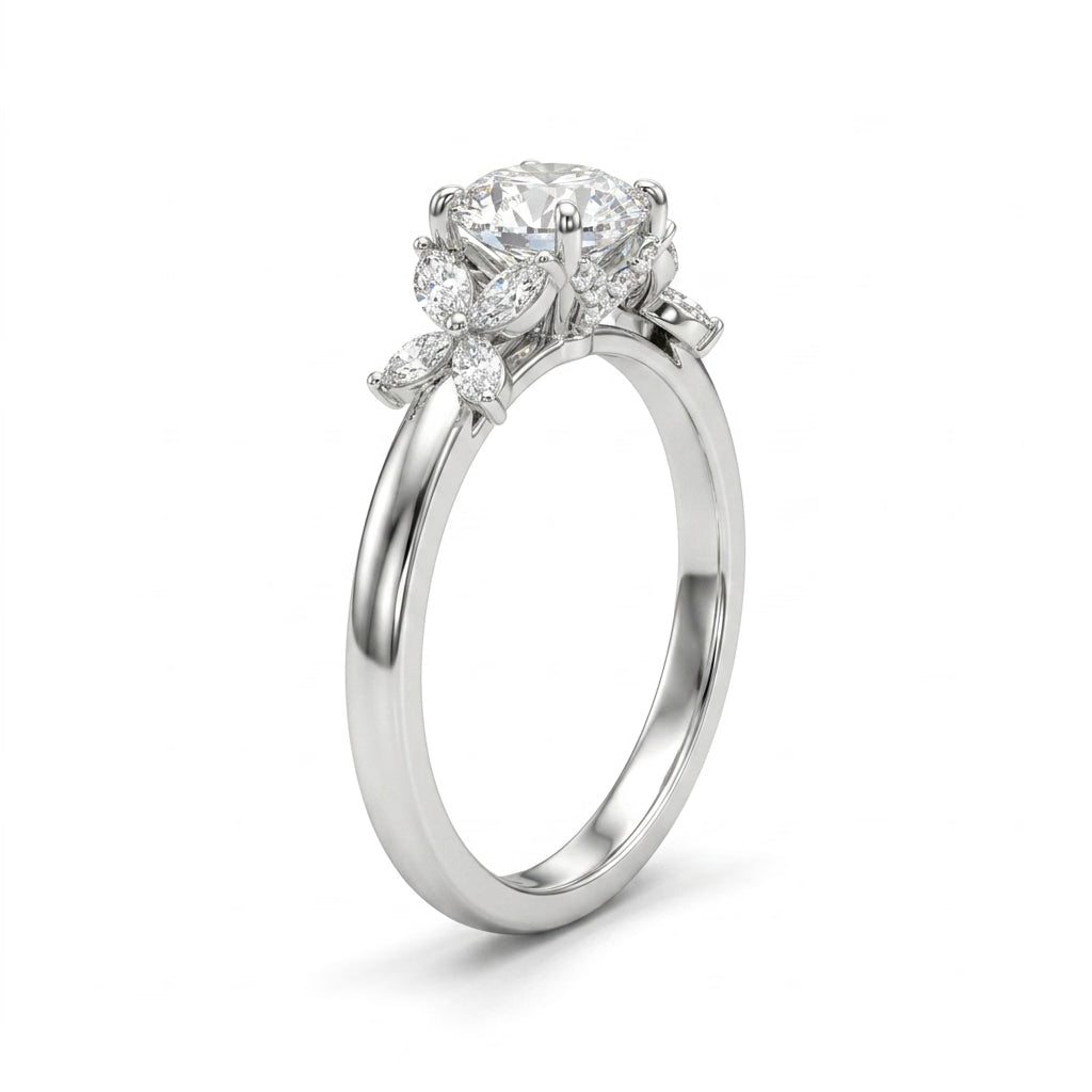 Halo Round Engagement Ring (1 ct. tw.) in 18K White Gold