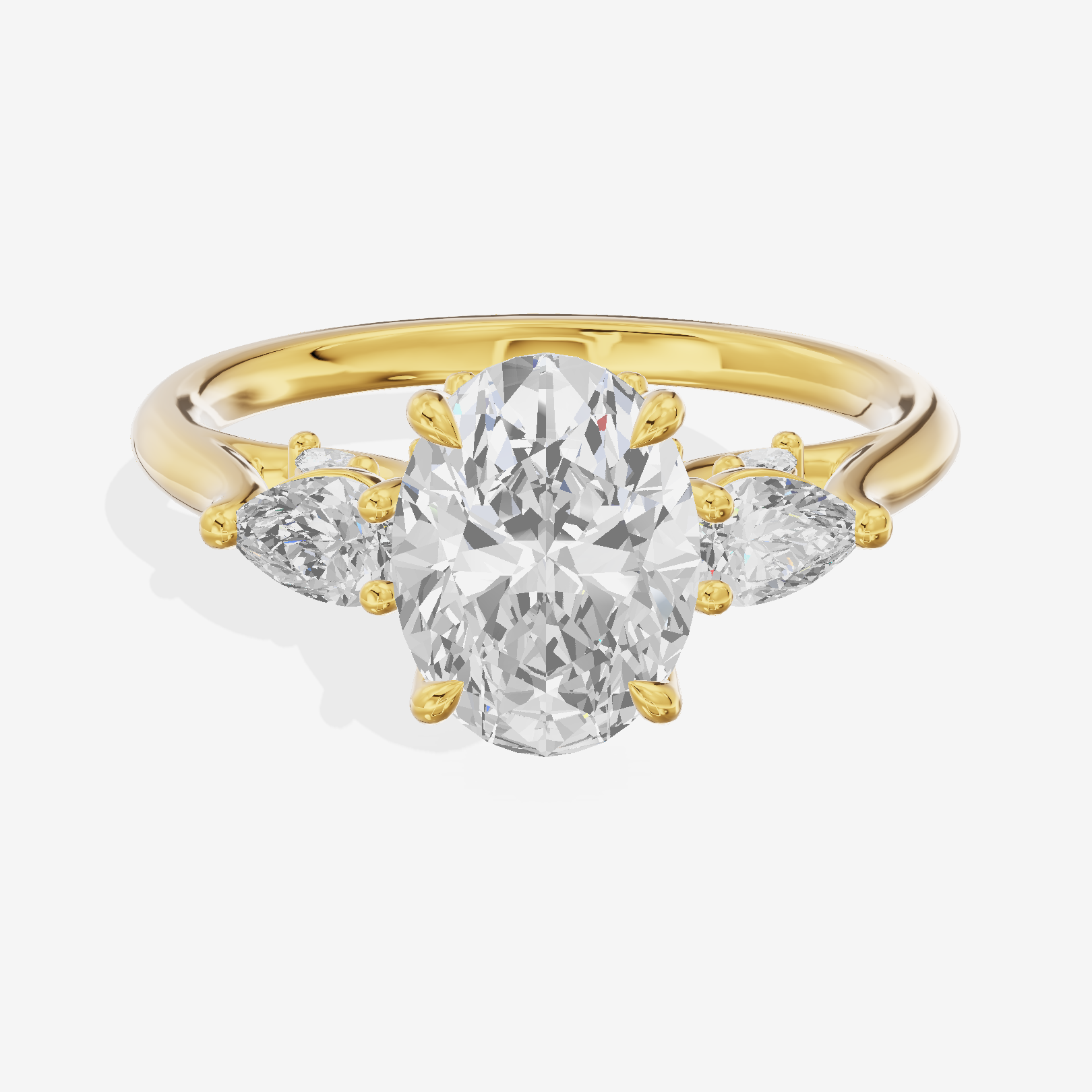 Classic Vowsae Three Stone Oval Engagement Ring (3/5 ct. tw.) in 18K Yellow Gold