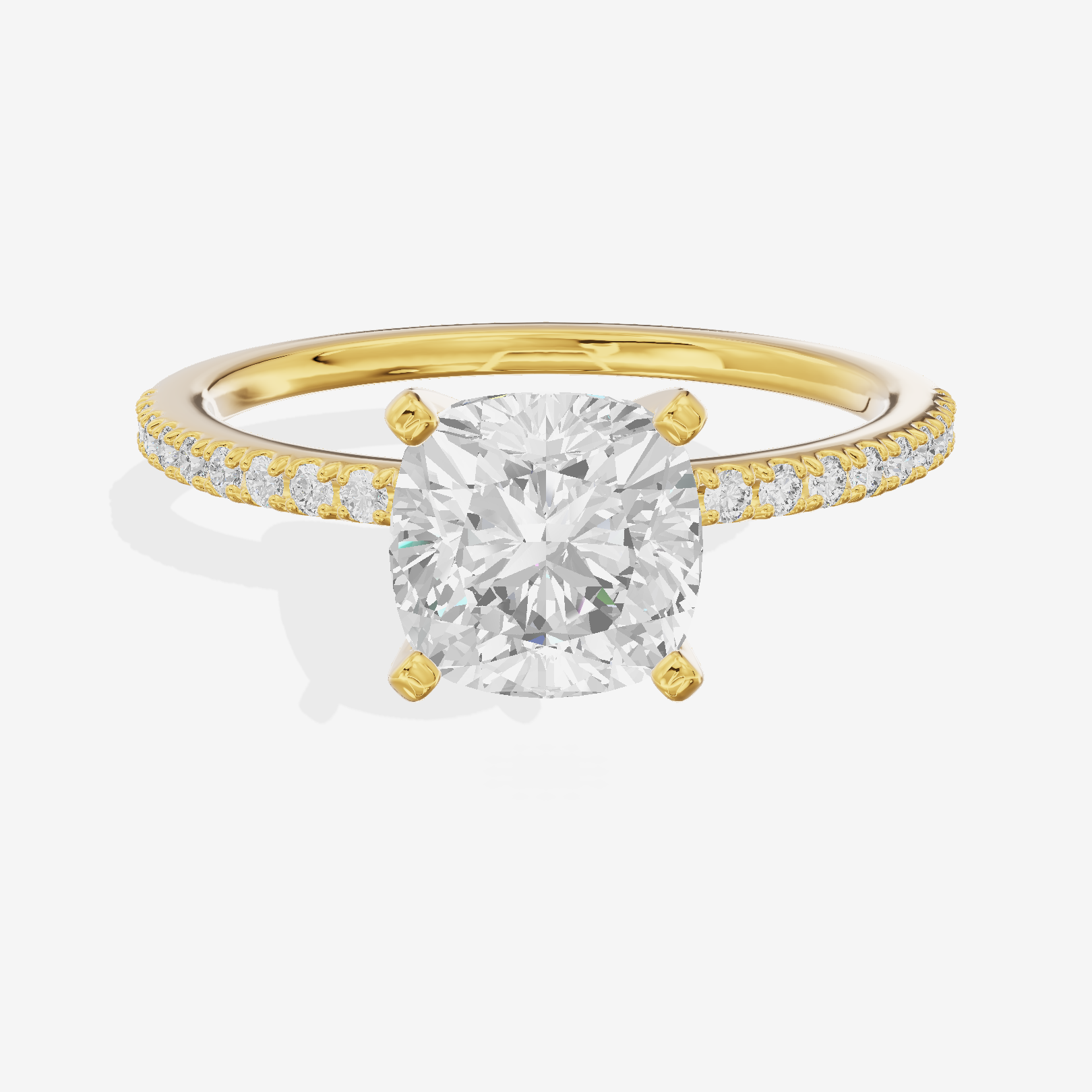 Grand Mayrelle Cushion Engagement Ring with Side Stones (1/8 ct. tw.) in 14K Yellow Gold