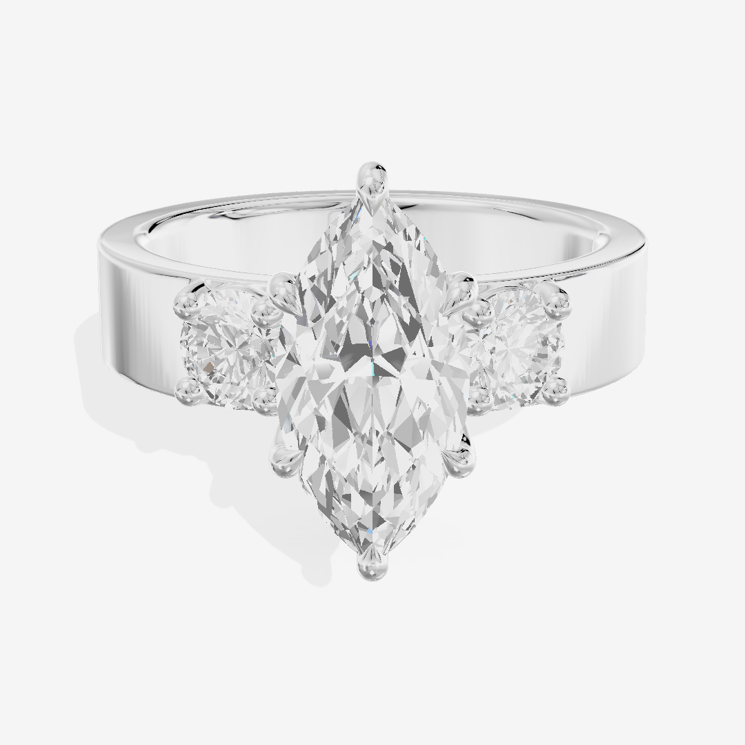 Royal Vowsae Three Stone Marquise Engagement Ring (1/2 ct. tw.) in Platinum