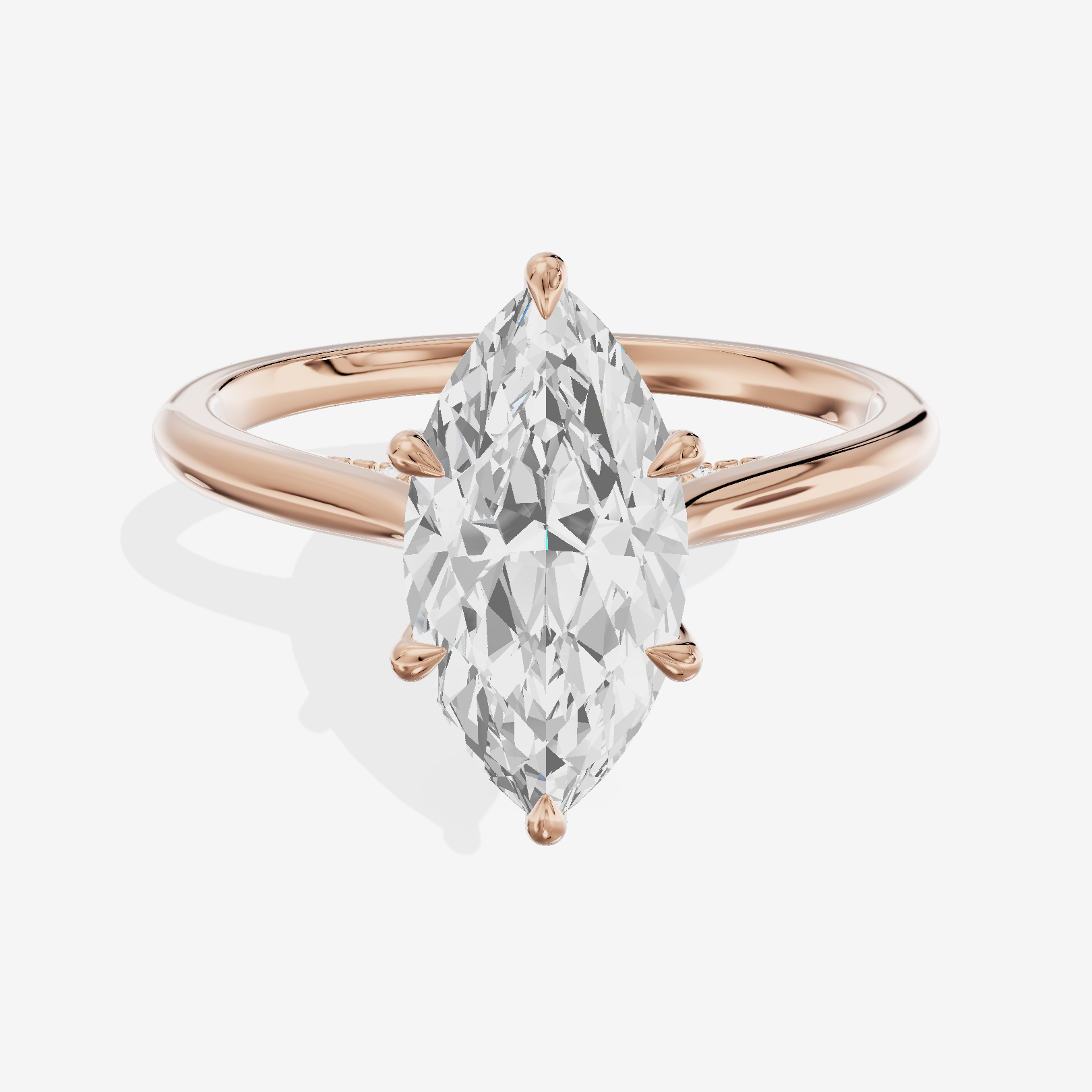 Grand Linger Marquise Engagement Ring with Side Stones (1/10 ct. tw.) in 18K Rose Gold