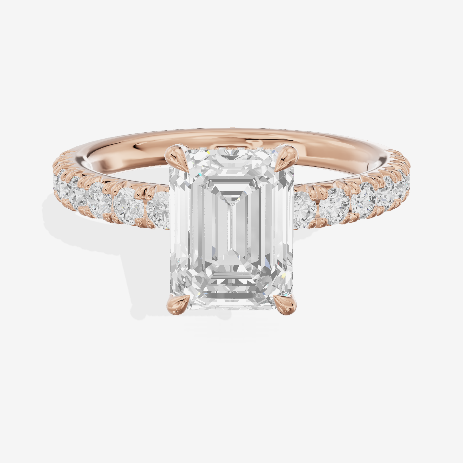 Twined Maia Emerald Engagement Ring with Side Stones (1/2 ct. tw.) in 18K Rose Gold