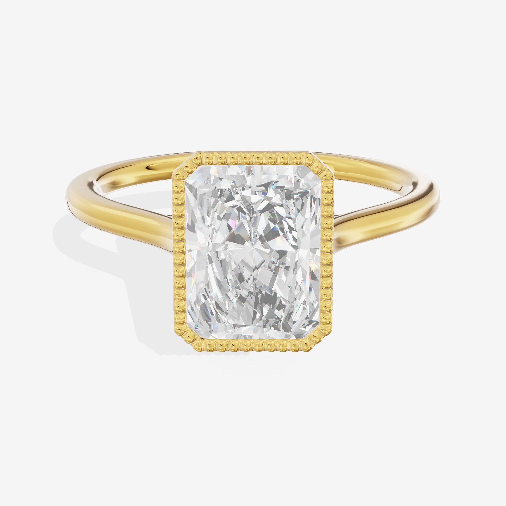 Modern Coeurine 1.5mm Radiant Bezel Engagement Ring in 14K Yellow Gold