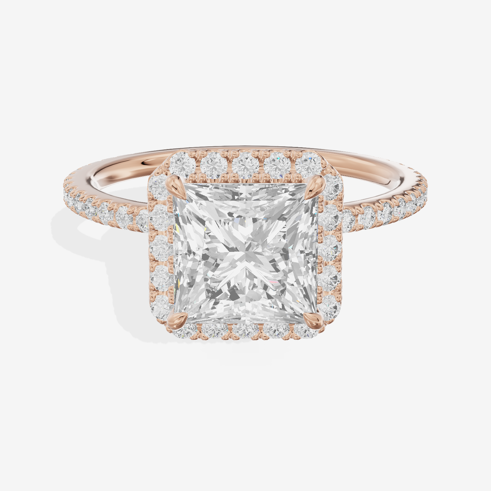 Grand Adorae Princess Hidden Halo Engagement Ring (1/2 ct. tw.) in 18K Rose Gold