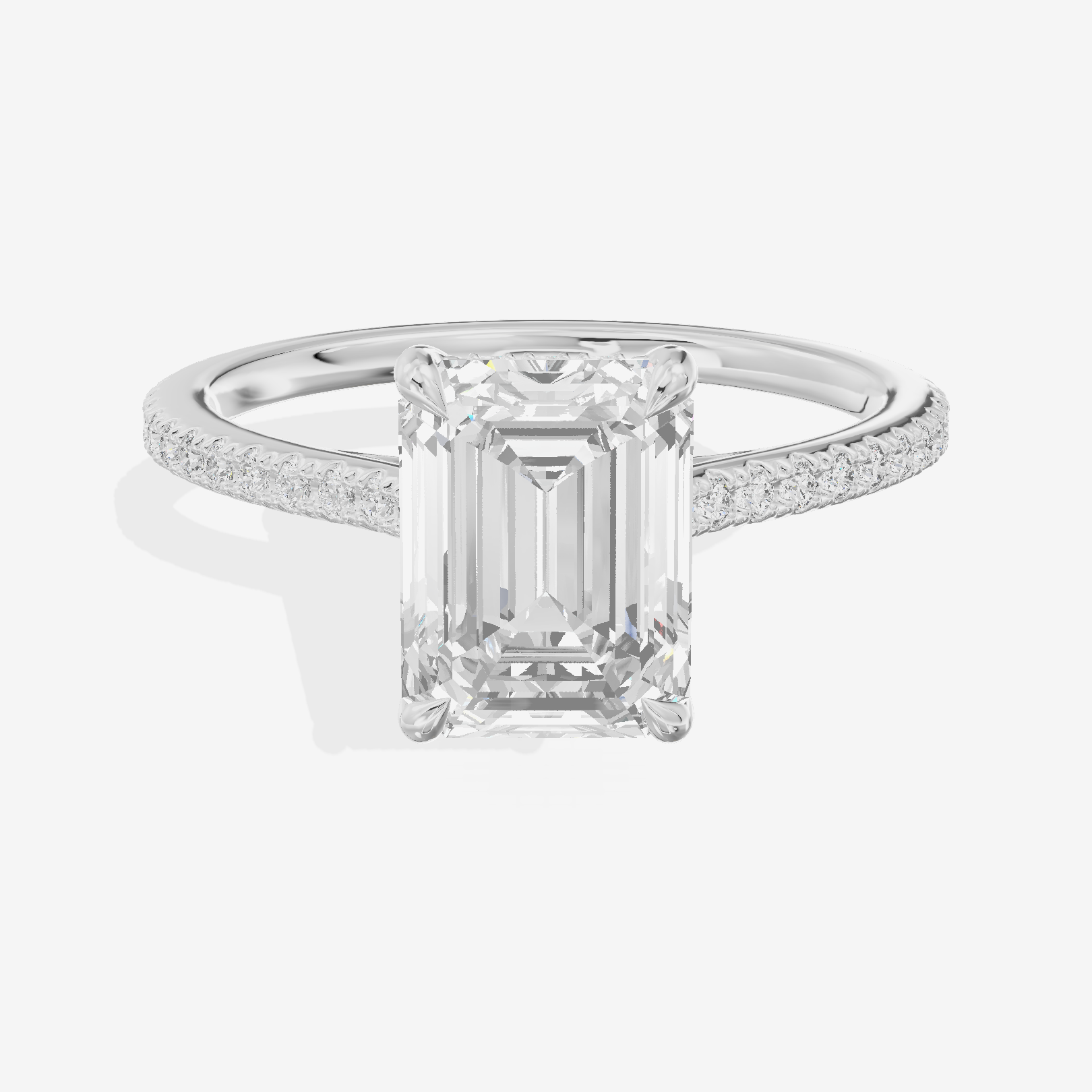 Luxe Aimora Emerald Engagement Ring with Side Stones (1/4 ct. tw.) in 14K White Gold