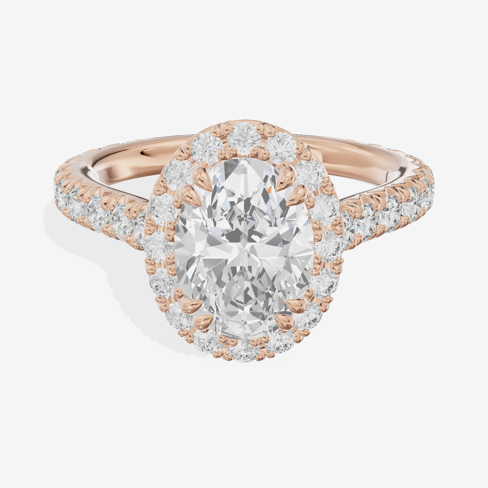 One of One Halo Oval Engagement Ring (3/4 ct. tw.) in 18K Rose Gold