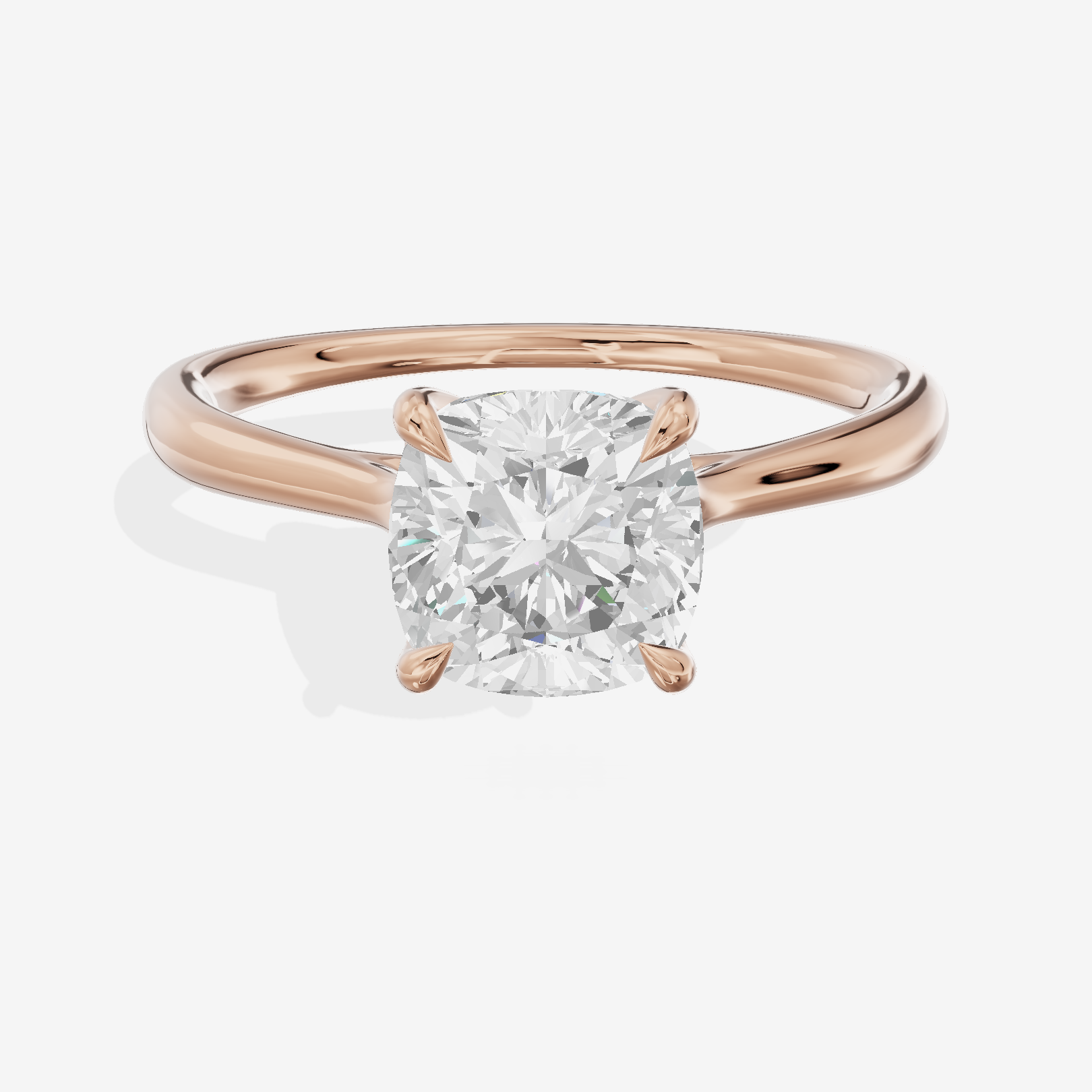 Mayrelle 2mm Cushion Solitaire Engagement Ring in 14K Rose Gold