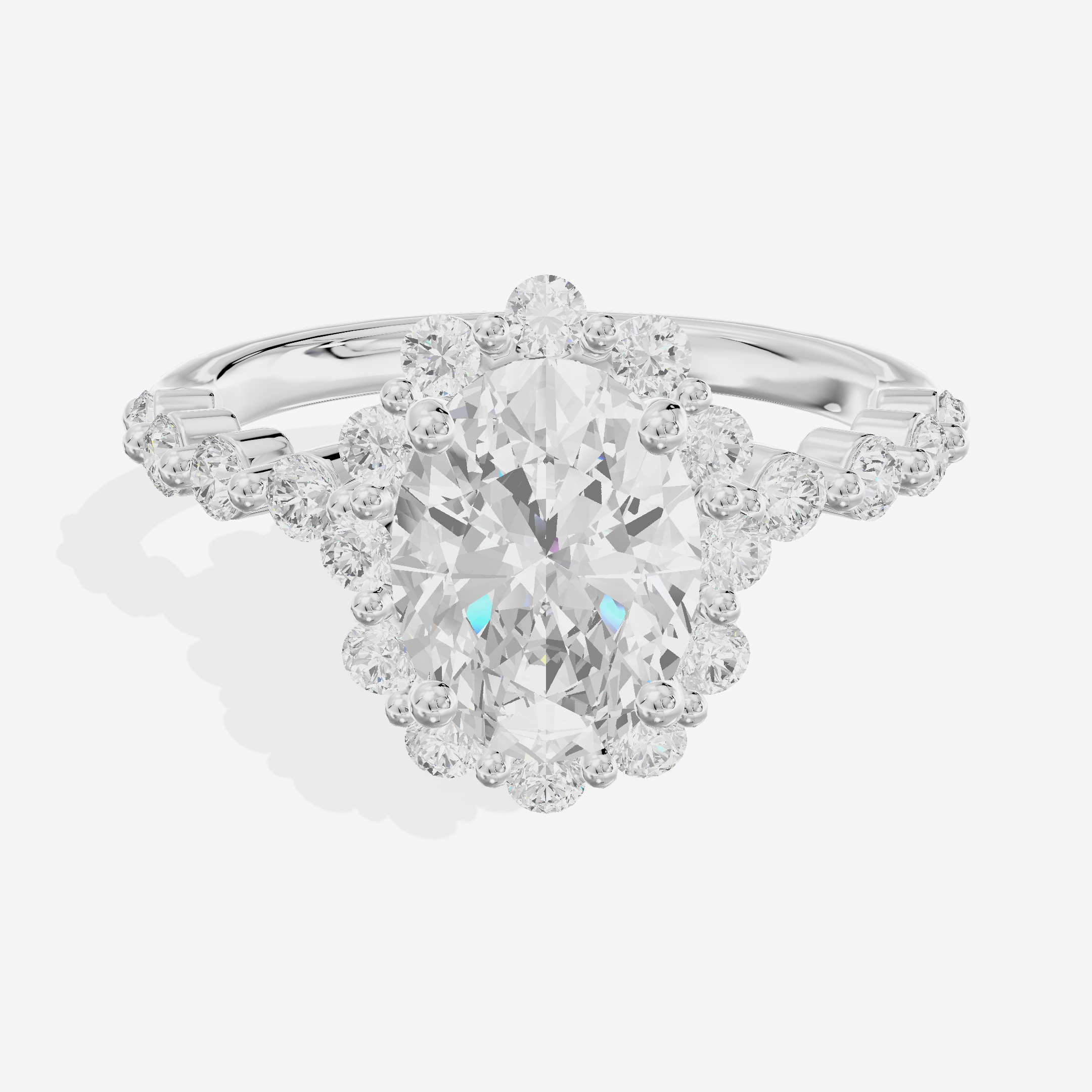 Vowsae Halo Oval Engagement Ring (1/5 ct. tw.) in Platinum