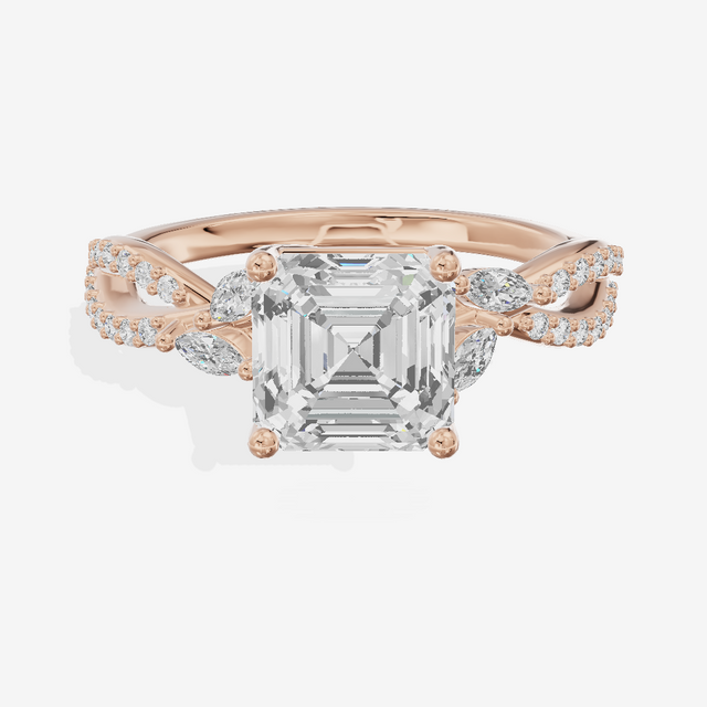 Luxe Domeline 1.5mm Asscher Solitaire Engagement Ring (1/8 ct. tw.) in 14K Rose Gold