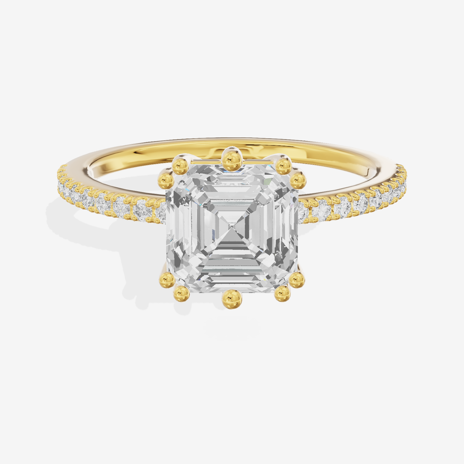 Luxe Mirelle Asscher Hidden Halo Engagement Ring (1/6 ct. tw.) in 18K Yellow Gold