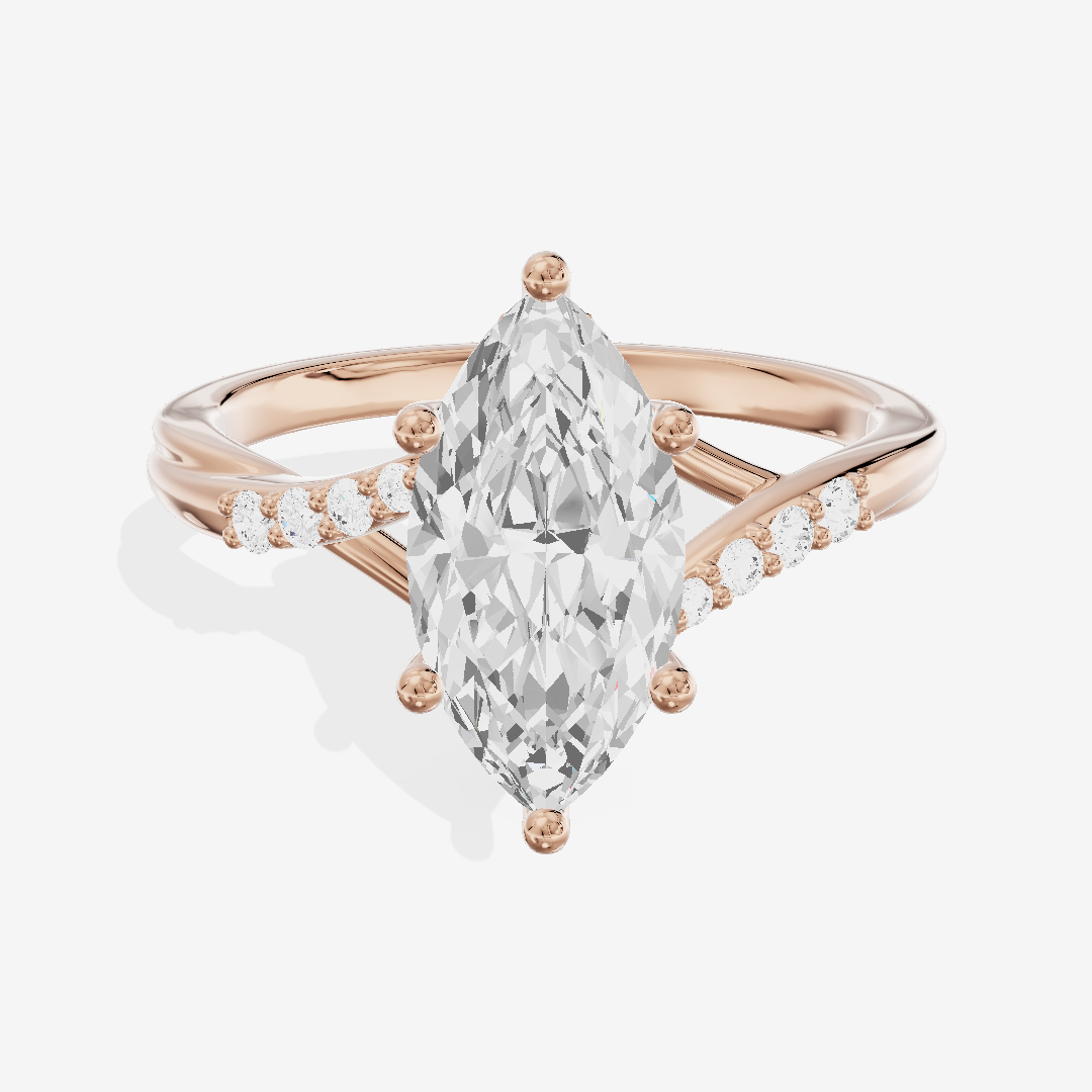 Aimora Hidden Halo Marquise Engagement Ring (1/8 ct. tw.) in 14K Rose Gold
