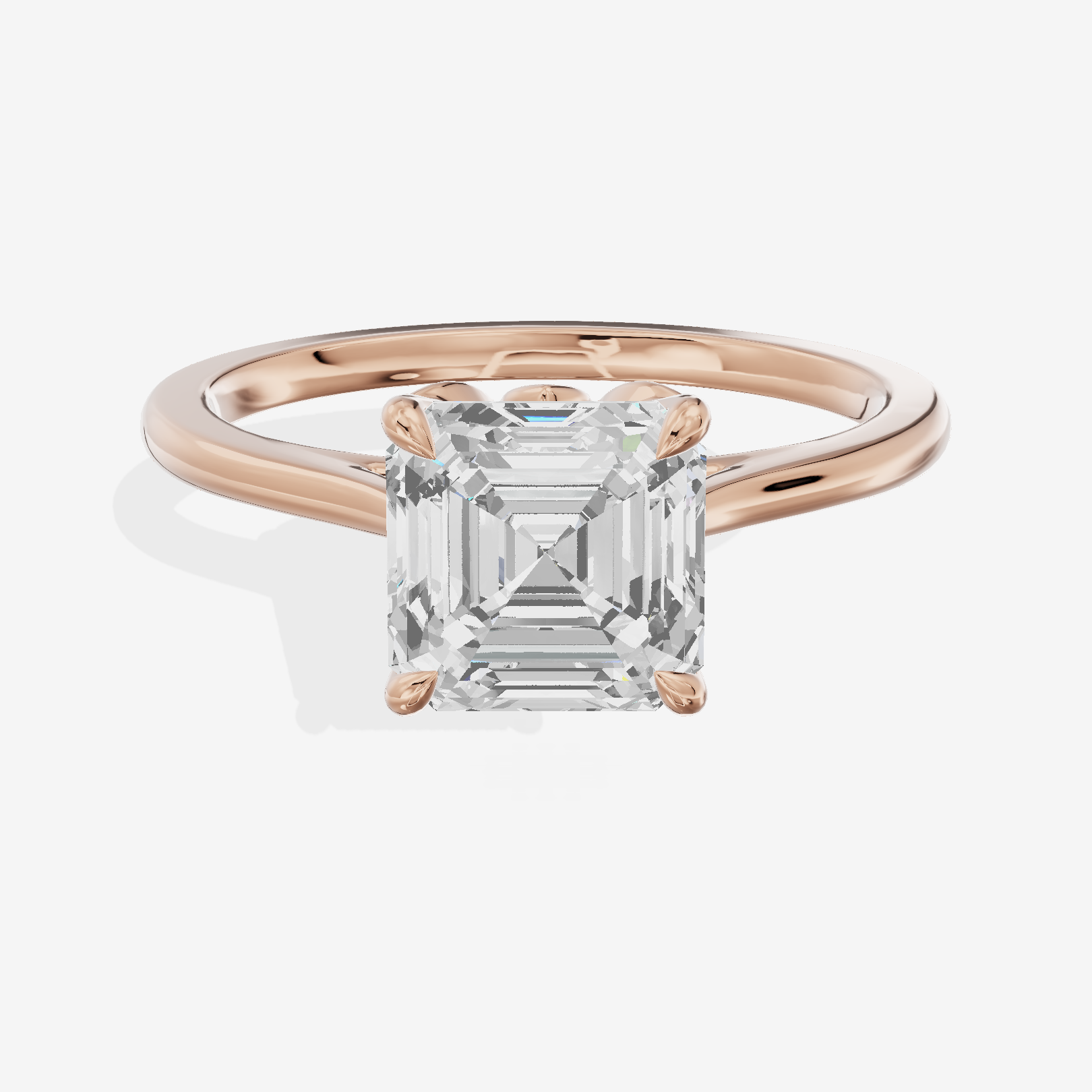 Coeurine Cathedral 1.5mm Asscher Solitaire Engagement Ring in 14K Rose Gold