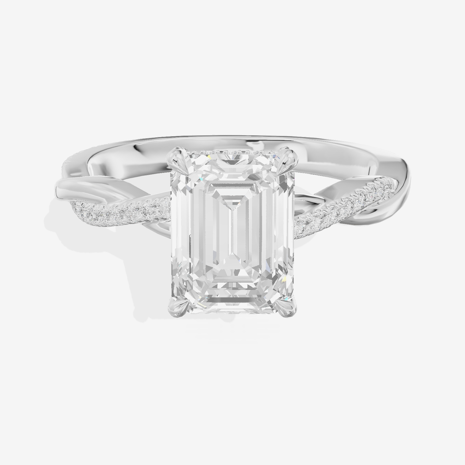 Petite Adorae Emerald Hidden Halo Engagement Ring (1/5 ct. tw.) in 14K White Gold