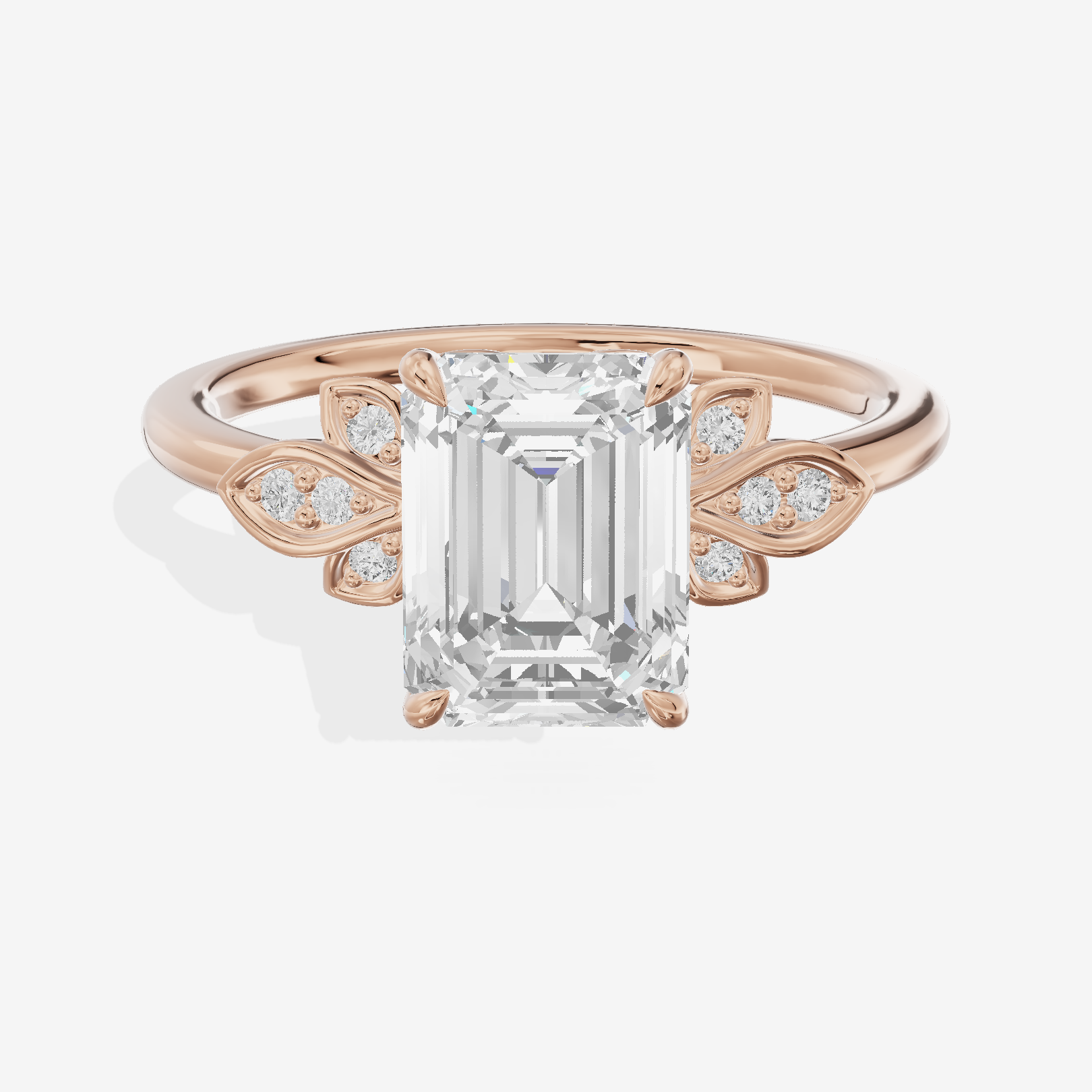 Trellise Emerald Engagement Ring with Side Stones (1/20 ct. tw.) in 18K Rose Gold