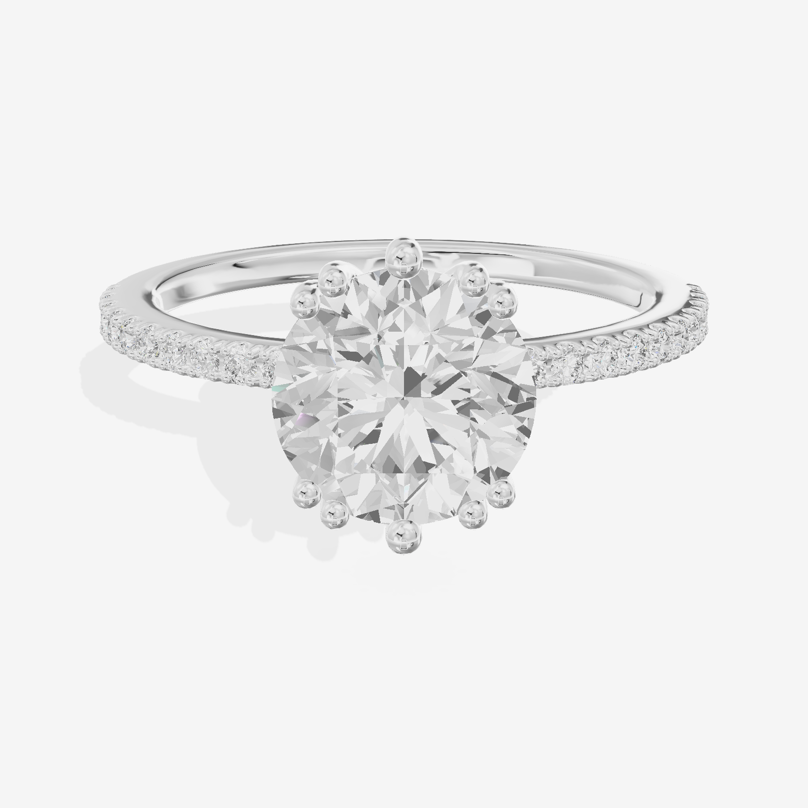 Luxe Mirelle Round Hidden Halo Engagement Ring (1/6 ct. tw.) in 18K White Gold