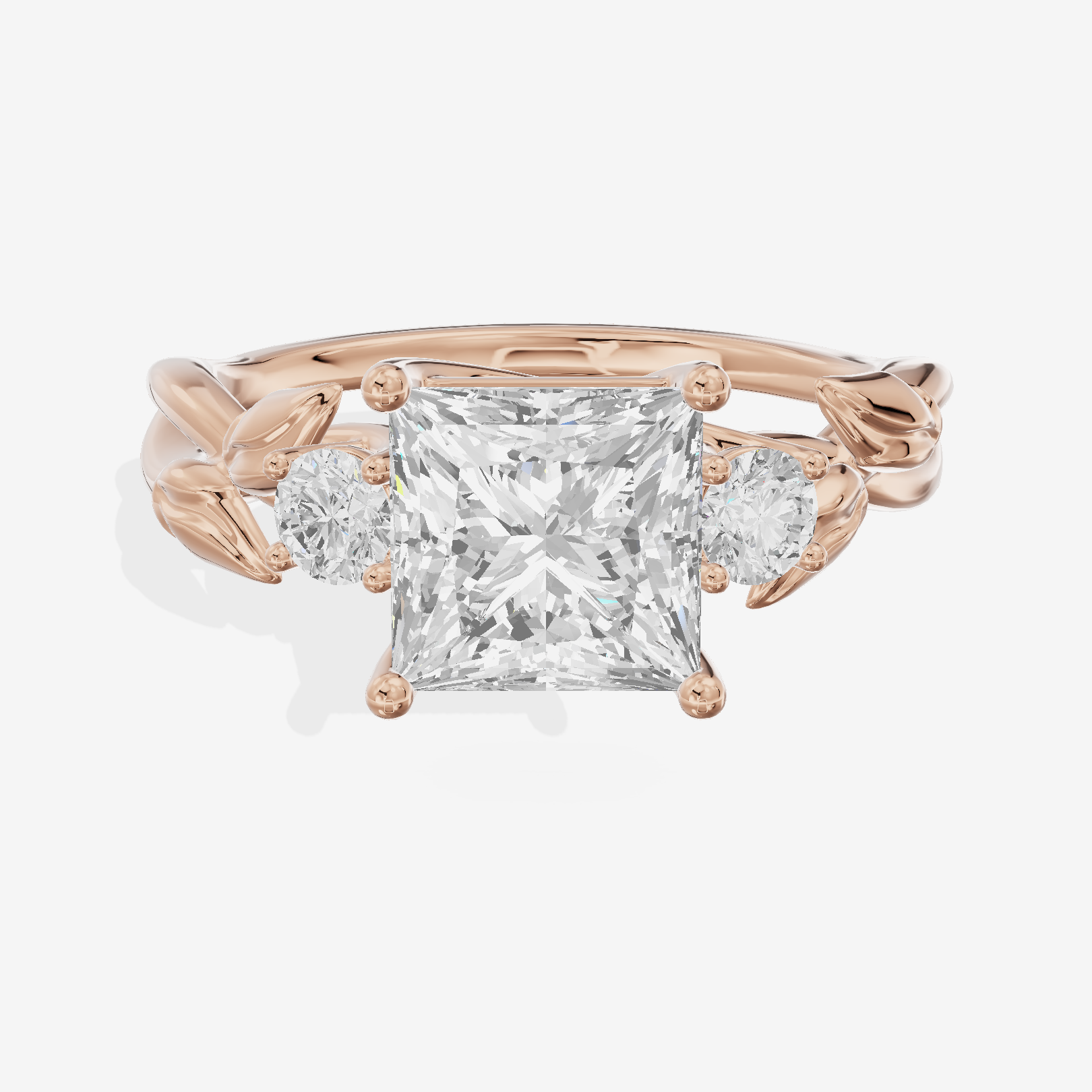 Solea Three Stone Princess Engagement Ring (1/6 ct. tw.) in 18K Rose Gold
