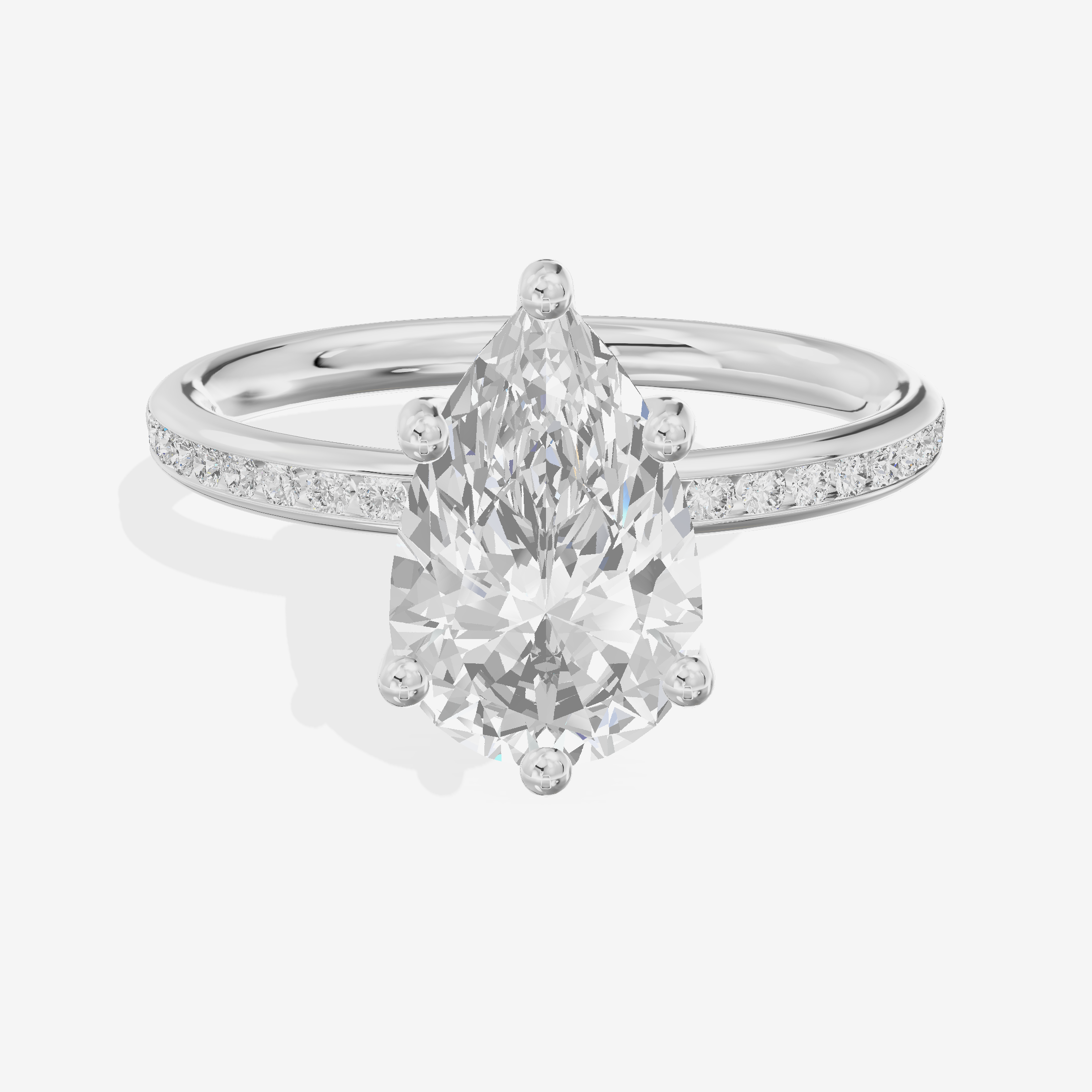 Classic Trellise Pear Engagement Ring with Side Stones (1/8 ct. tw.) in 18K White Gold