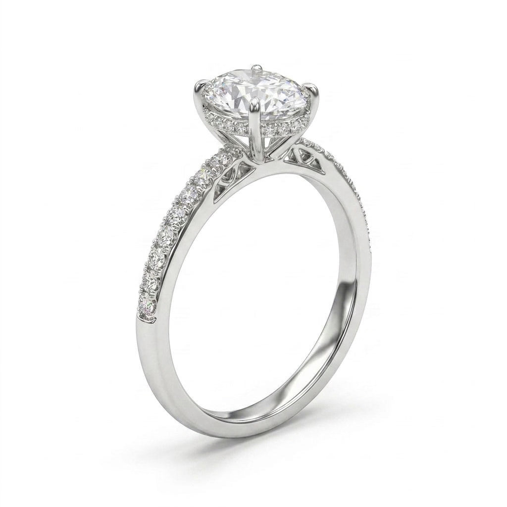 Solitaire Pavé Oval Engagement Ring (2.1 ct. tw.) in Platinum