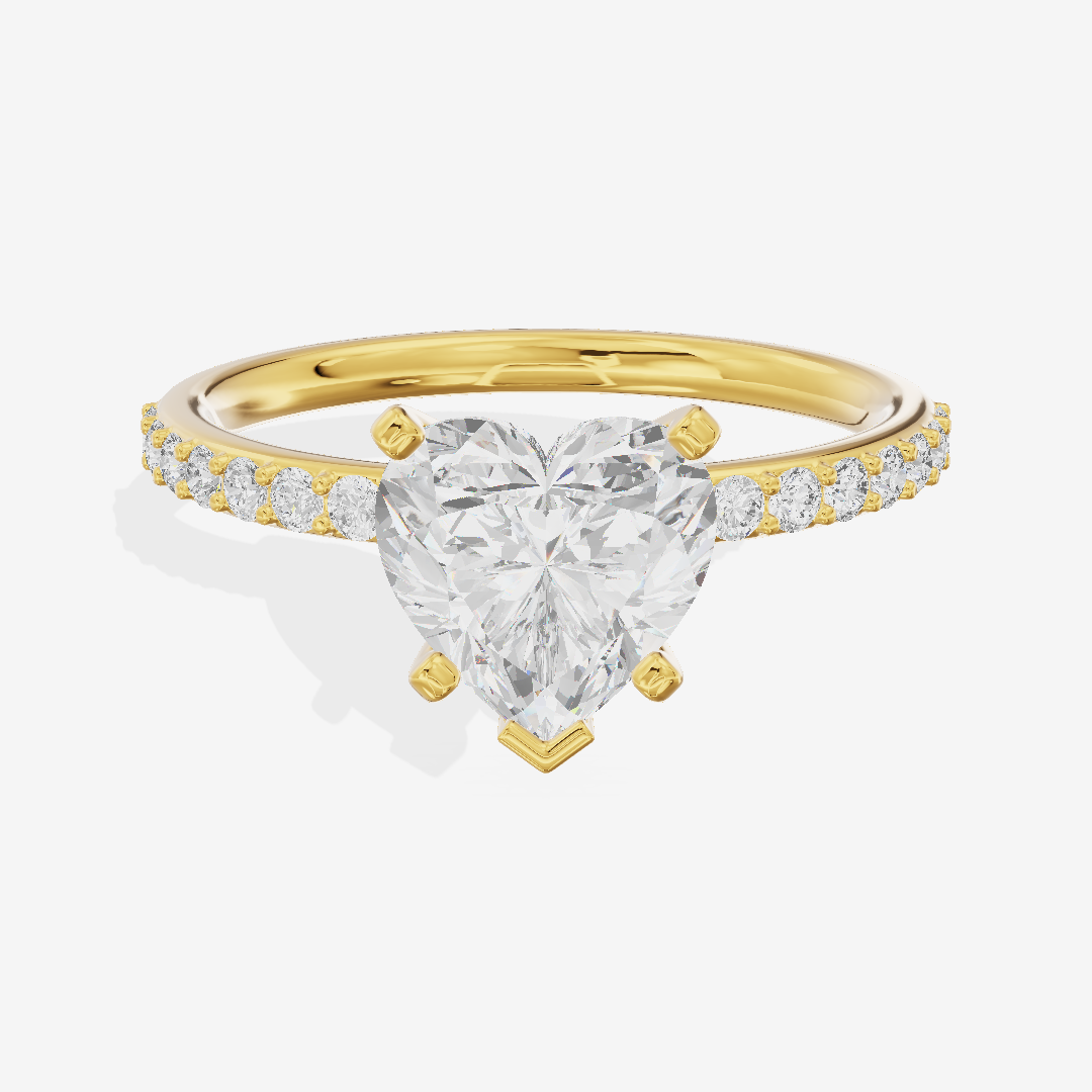 One of One Petite Heart Engagement Ring with Side Stones (1/4 ct. tw.) in 18K Yellow Gold