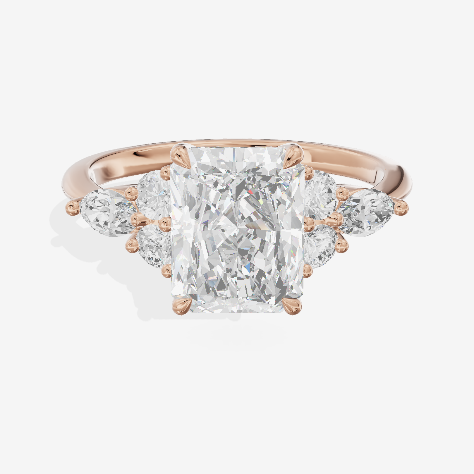 Luxe Vowsae Radiant Engagement Ring with Side Stones (2/5 ct. tw.) in 18K Rose Gold