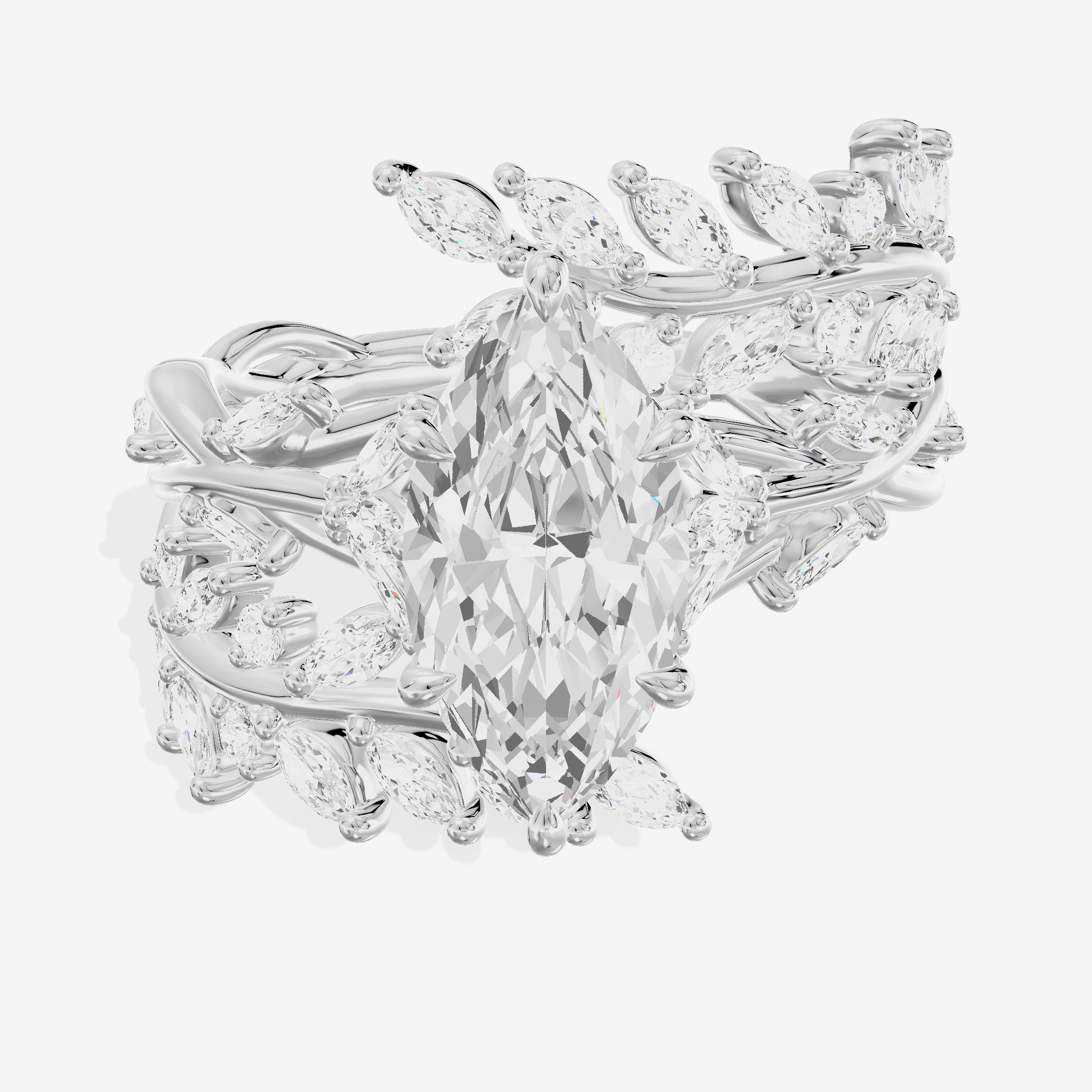 Bowed Trueheart Marquise Engagement Ring with Side Stones (3/4 ct. tw.) in Platinum