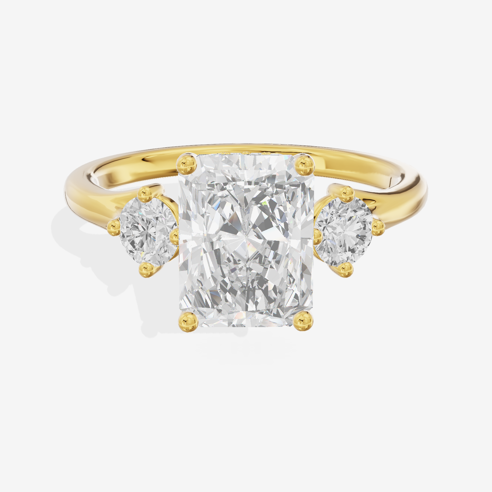 Luxe Solea Three Stone Radiant Engagement Ring (1/3 ct. tw.) in 14K Yellow Gold