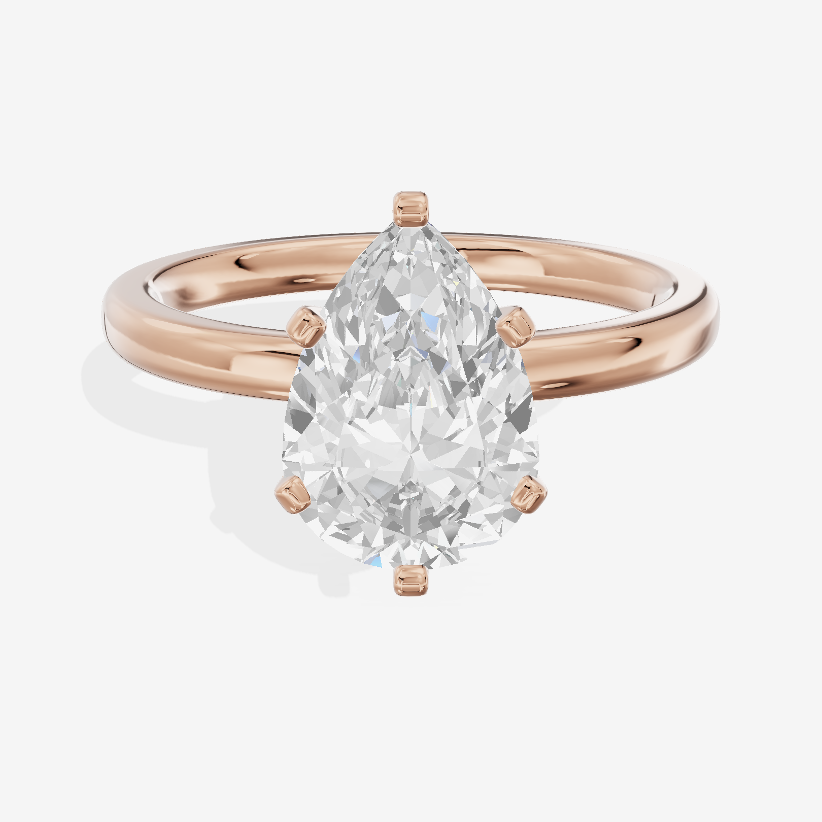 Sincere 2mm Pear Solitaire Engagement Ring in 14K Rose Gold