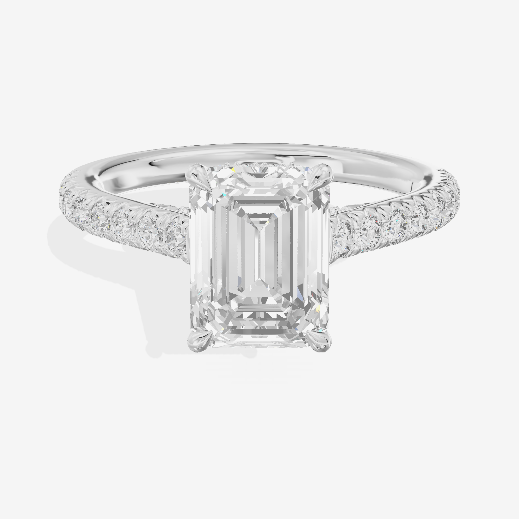 Modern Linger Emerald Engagement Ring with Side Stones (3/4 ct. tw.) in Platinum