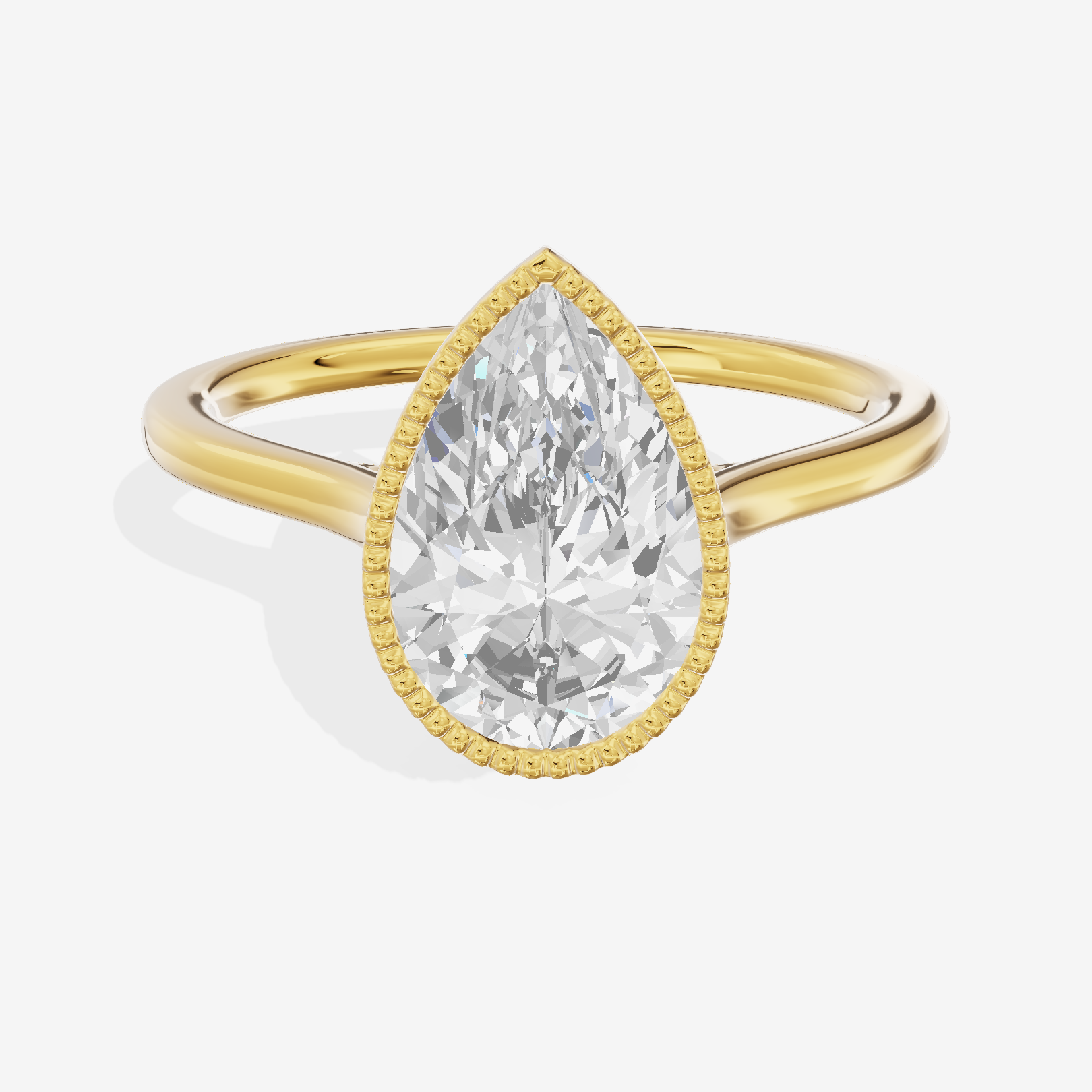 Modern Coeurine 1.5mm Pear Bezel Engagement Ring in 14K Yellow Gold