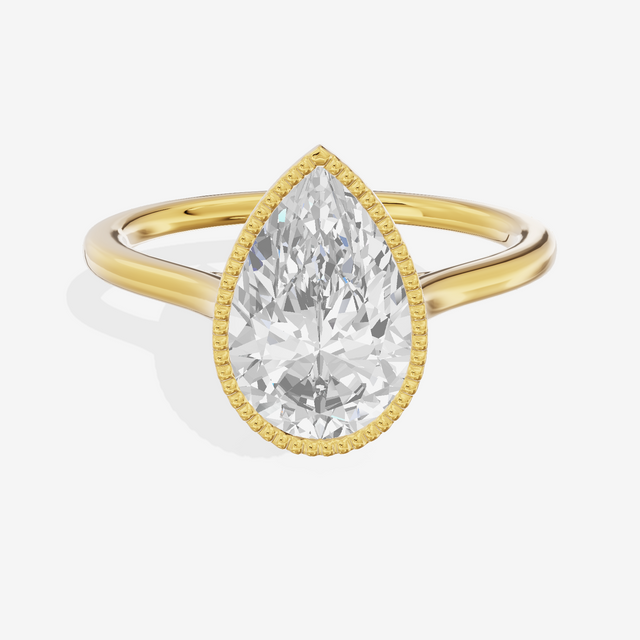 Modern Coeurine 1.5mm Pear Bezel Engagement Ring in 14K Yellow Gold